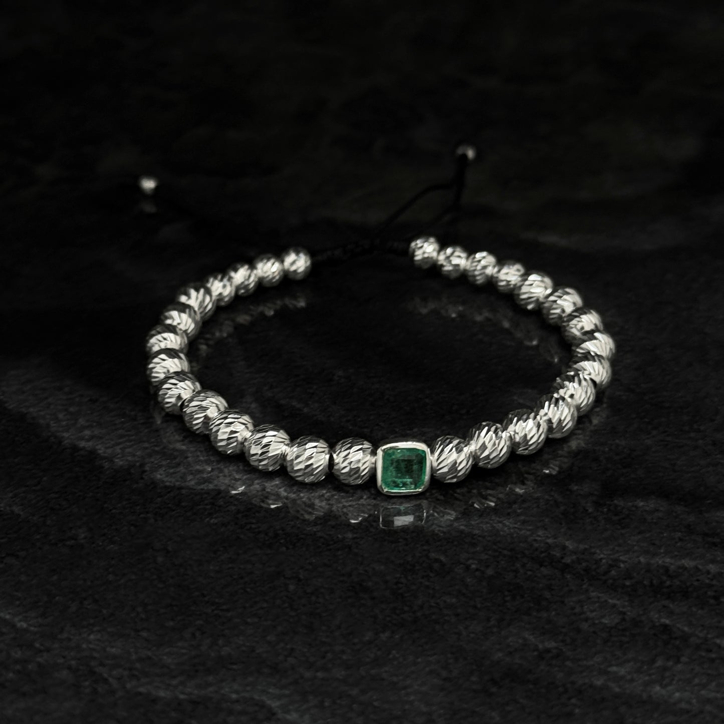 Pulsera Tejida Exclusiva / Esmeralda Colombiana / Plata 925