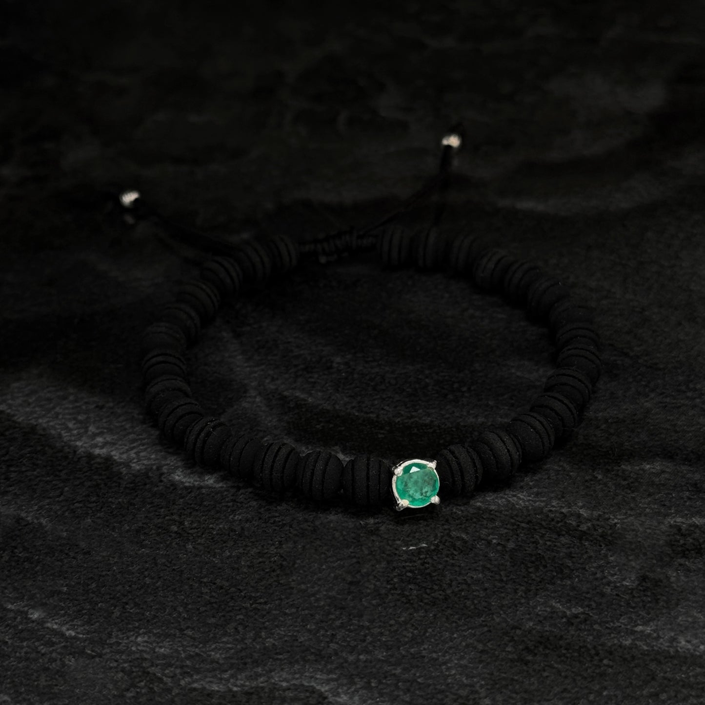 Pulsera Tejida / Esmeralda Colombiana / Plata 925