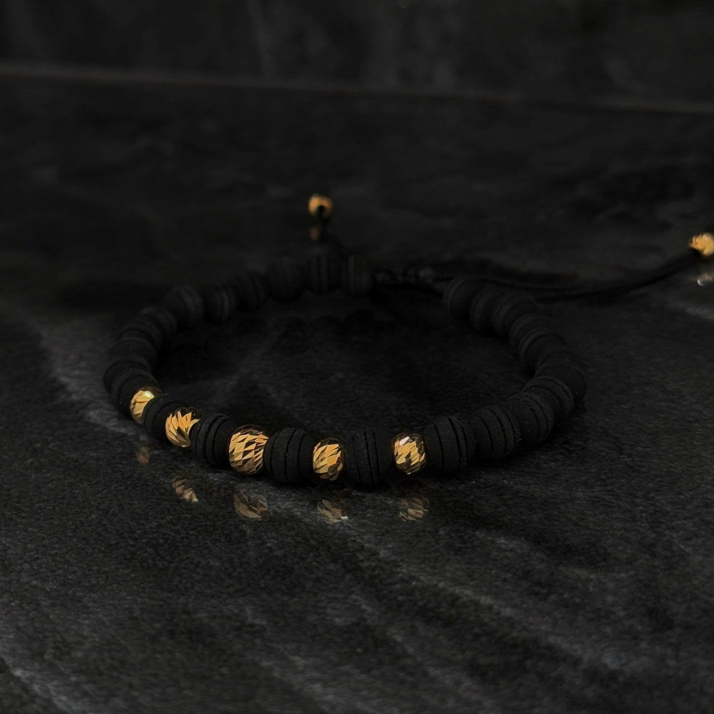 Woven Bracelet / 18K Gold Balls