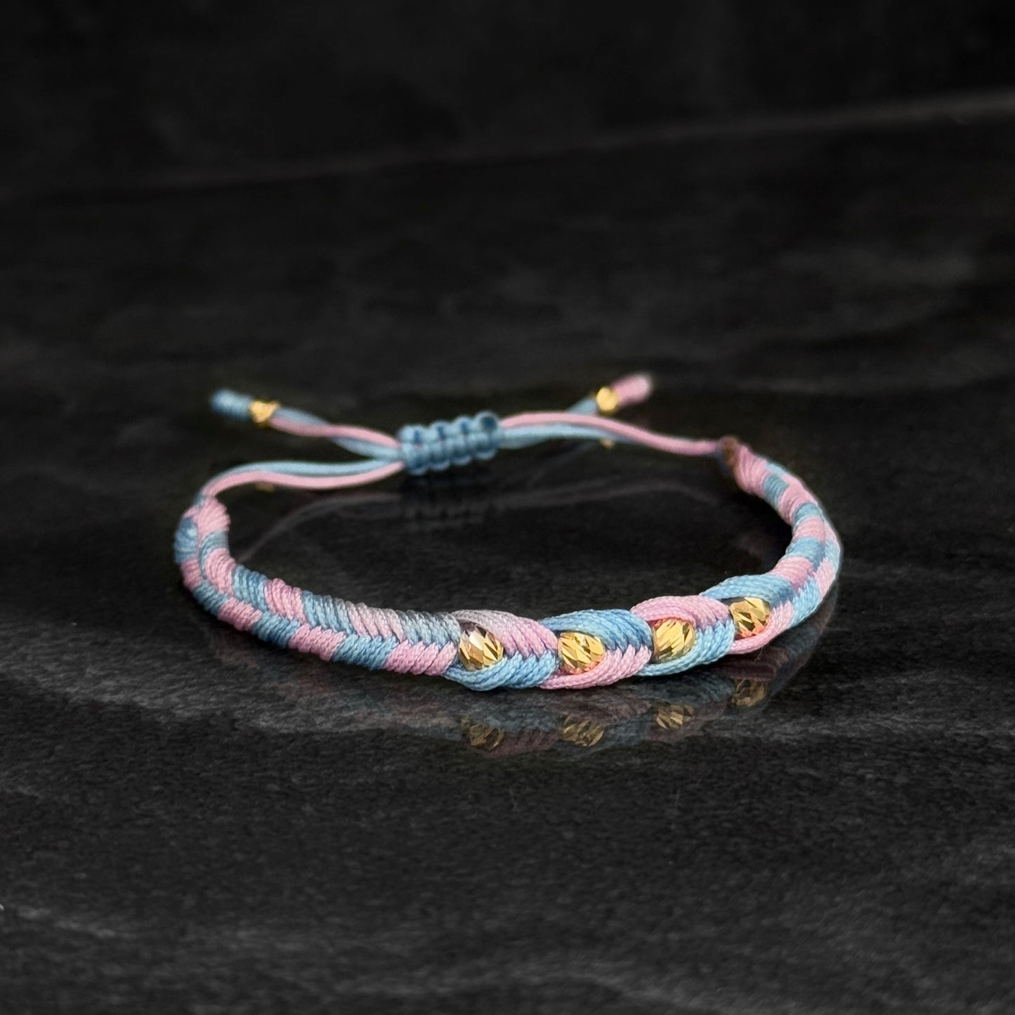 Double Woven Bracelet / 18K Gold Balls