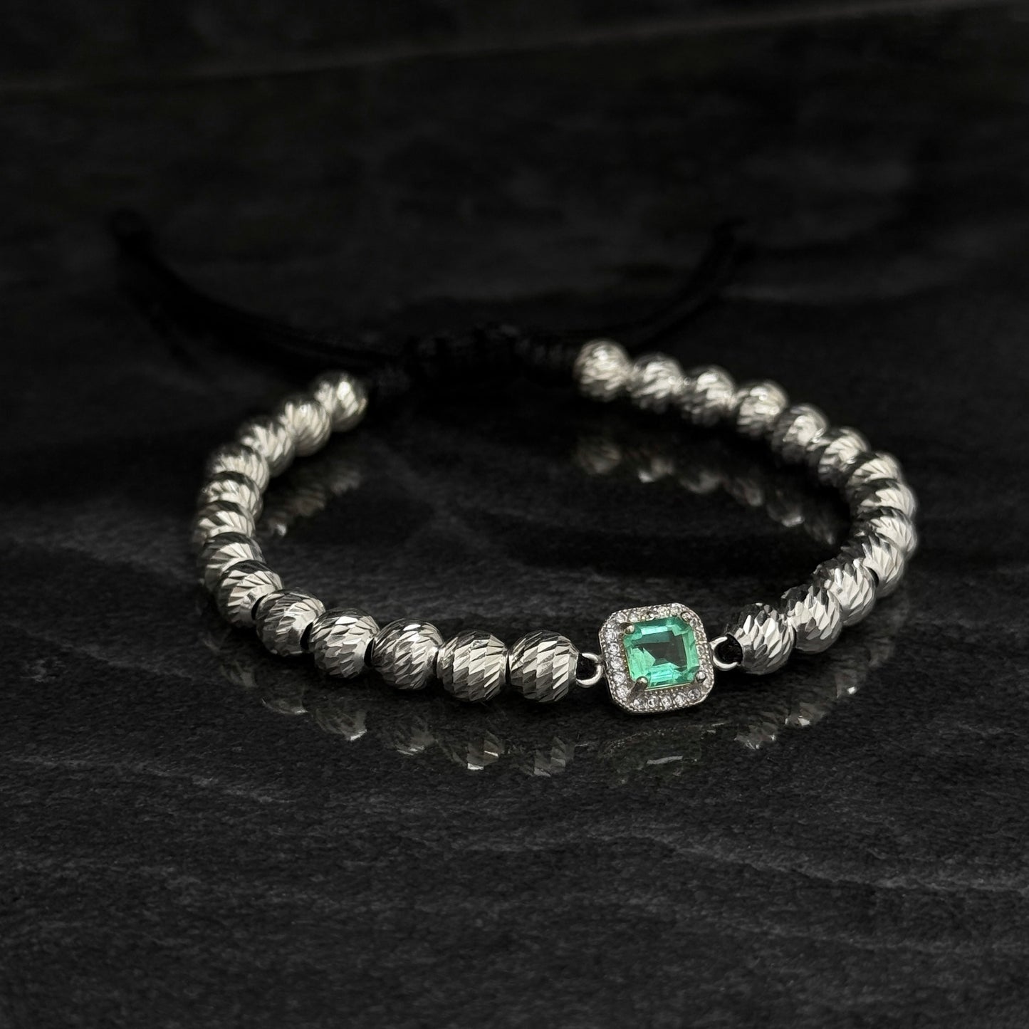 Pulsera Tejida / Esmeralda Colombiana / Plata 925