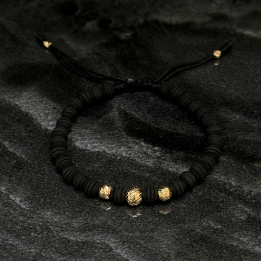 Woven Bracelet / 18K Gold Balls
