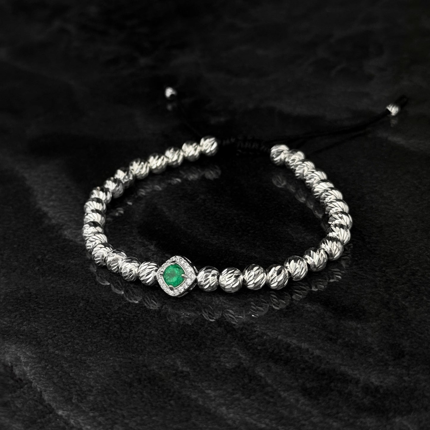 Pulsera Tejida / Esmeralda Colombiana / Plata 925