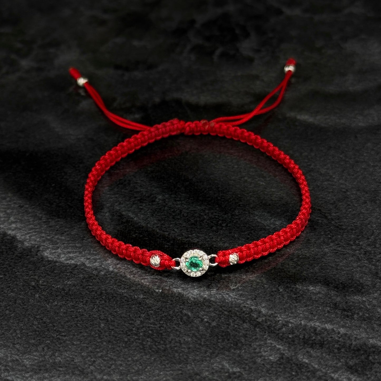 Pulsera Tejida / Esmeralda Colombiana / Plata 925