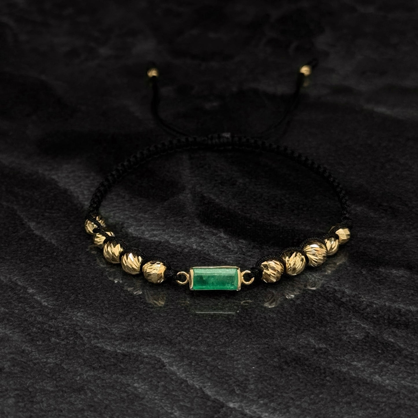 Pulsera Tejida Exclusiva / Esmeralda / Oro 18K