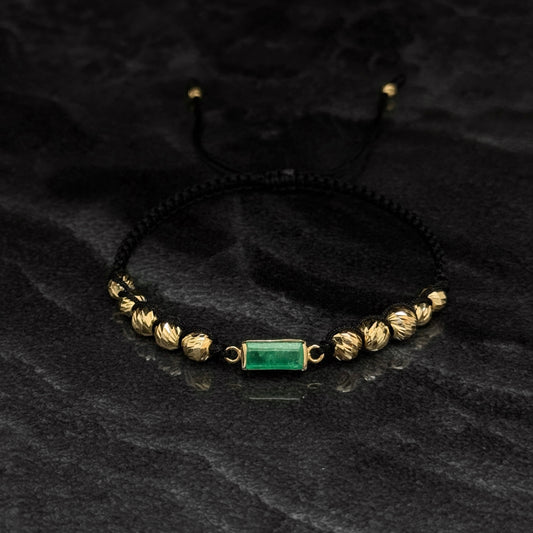 Pulsera Tejida Exclusiva / Esmeralda / Oro 18K