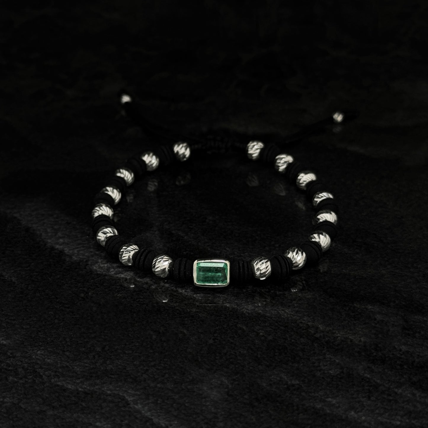 Pulsera Tejida Exclusiva / Esmeralda Colombiana / Plata 925