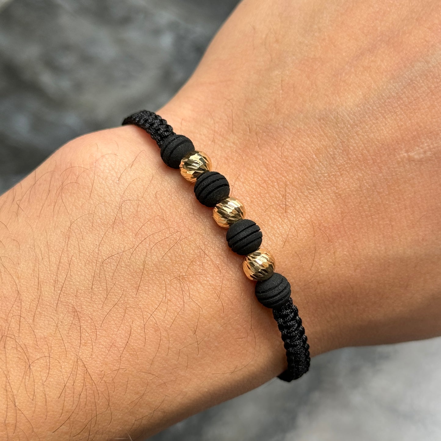 Woven Bracelet / 18K Gold Balls