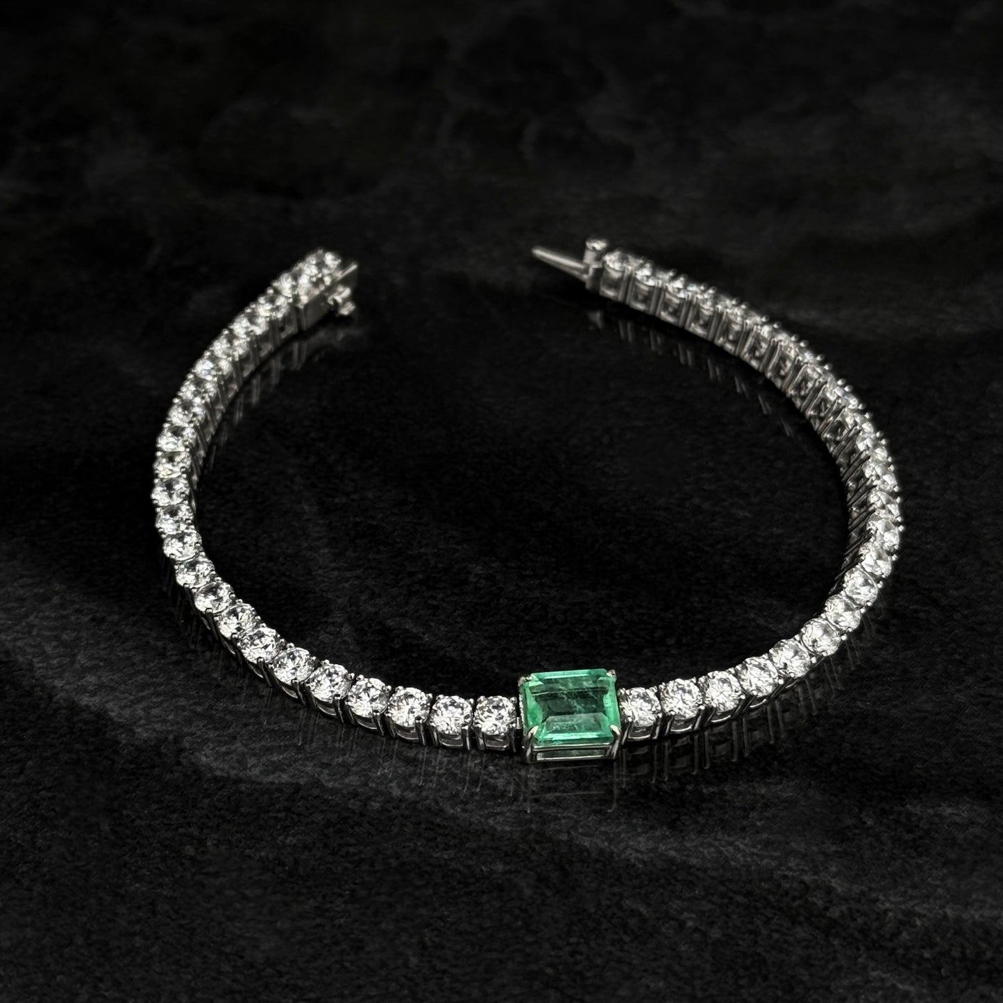 Pulsera Tenis Exclusiva / Esmeralda Colombiana / Circones / Plata 925