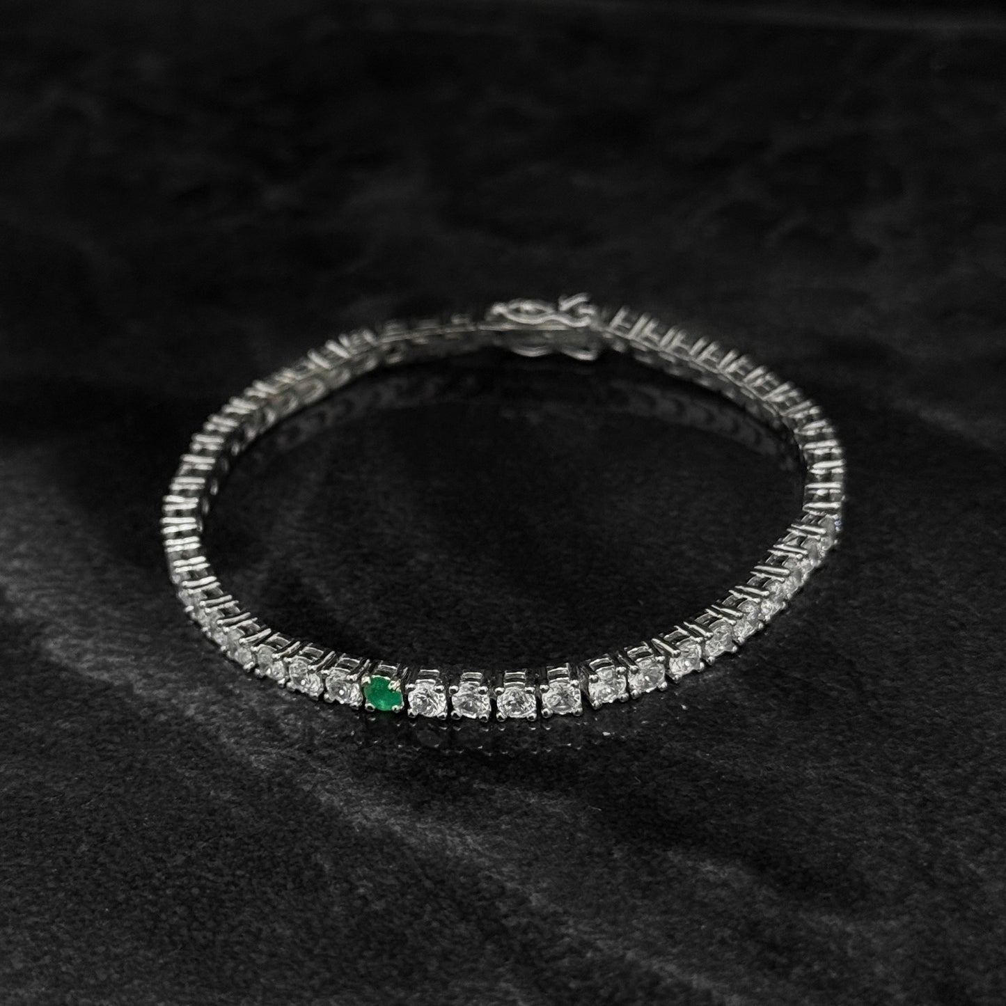 Pulsera Tenis 17.5cm x 3mm / Esmeralda Colombiana / Circones / Plata 925 (1)