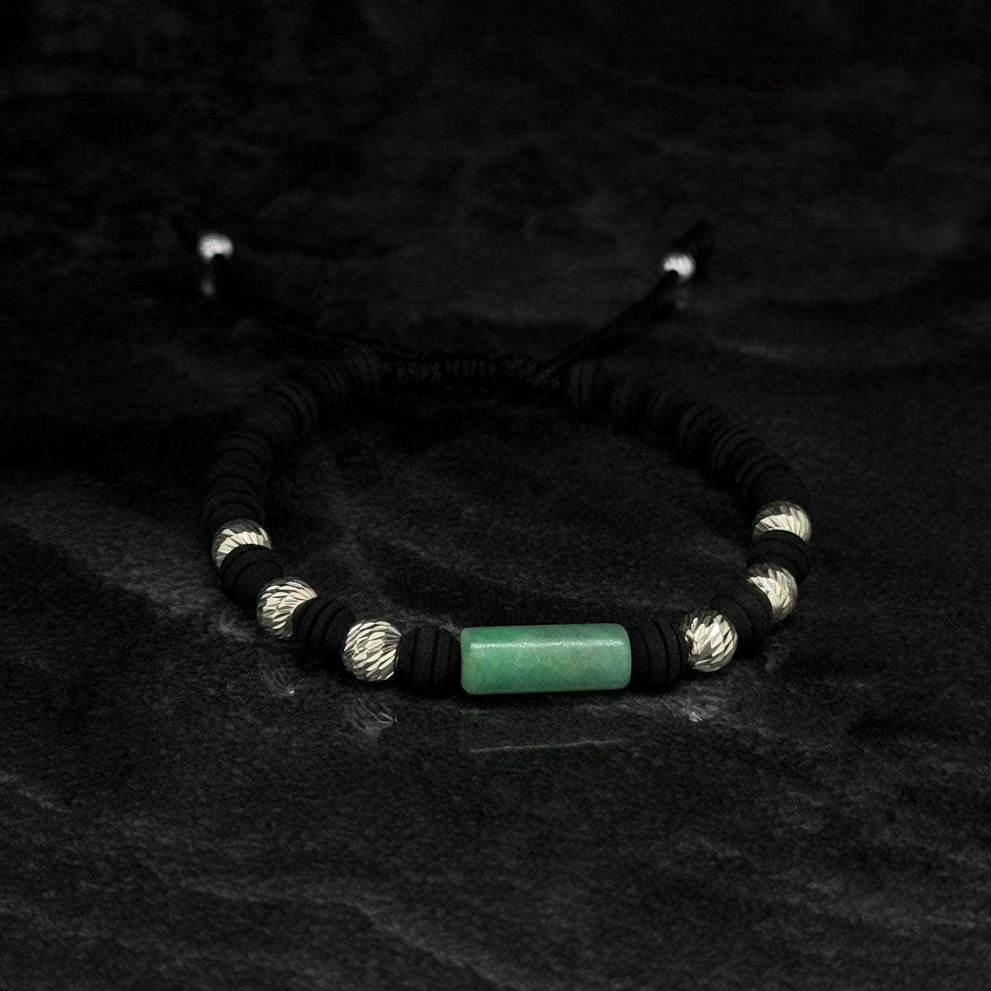 Pulsera Tejida / Cilindro de Esmeralda Colombiana / Plata 925