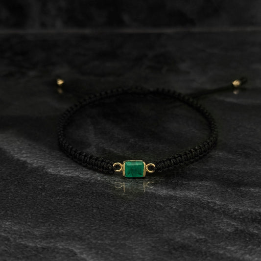 Pulsera Tejida / Esmeralda Colombiana / Oro 18K