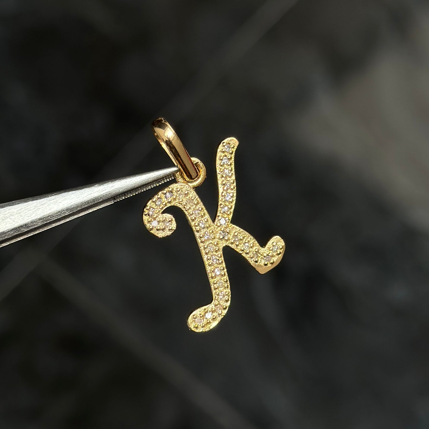 Initial “K” Pendant / Diamonds / 18K Gold