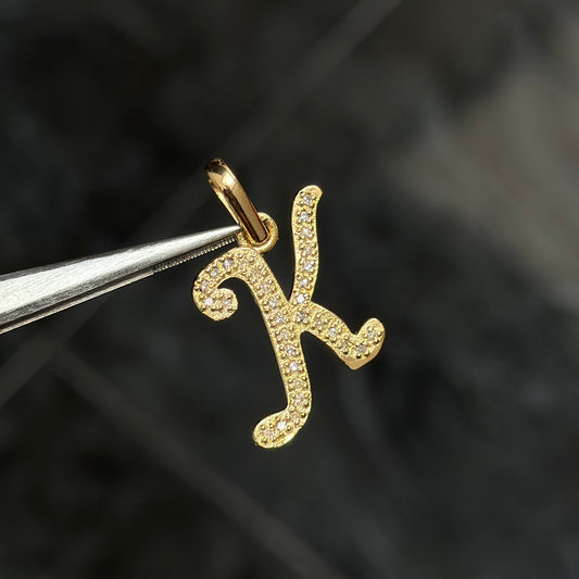 Initial “K” Pendant / Diamonds / 18K Gold