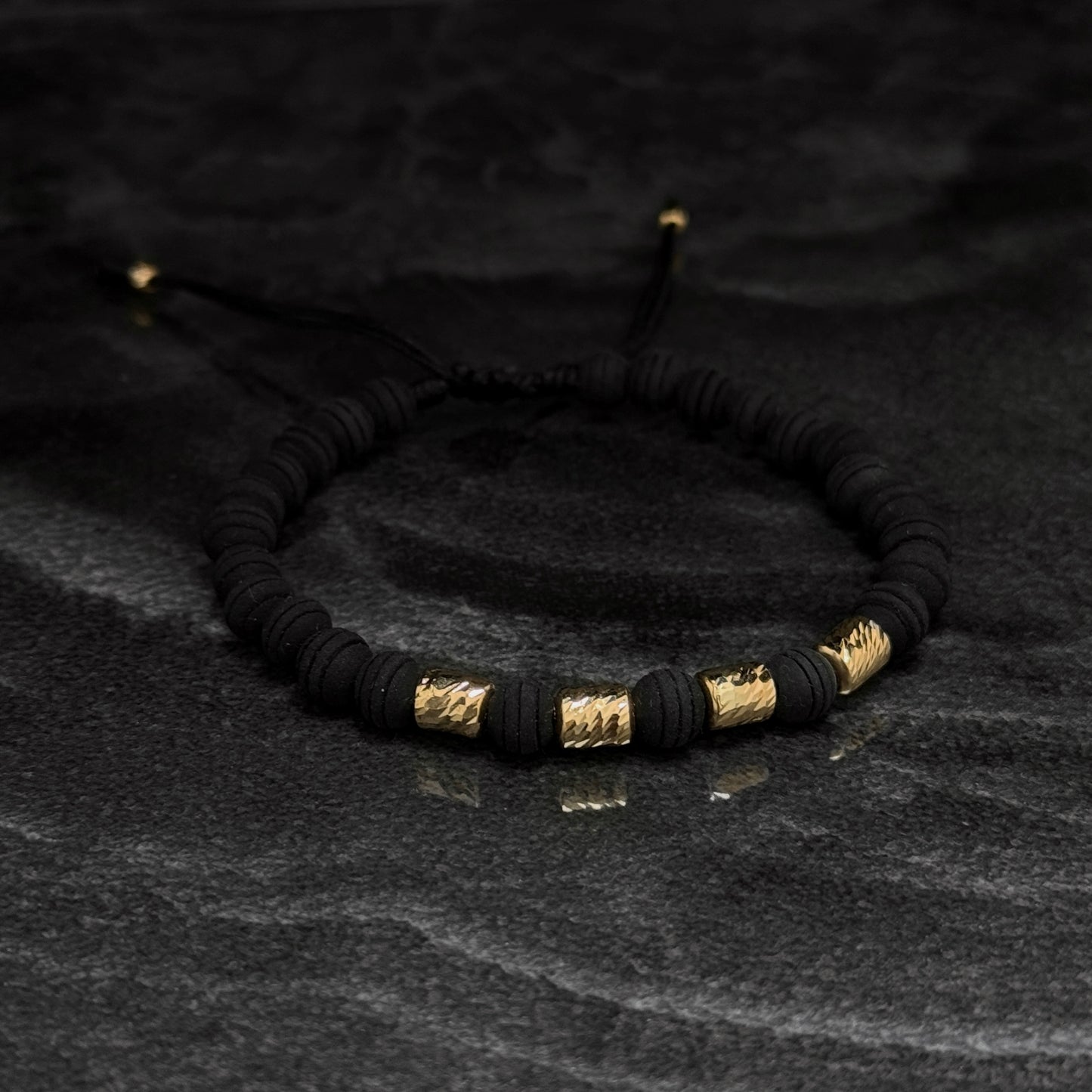 Pulsera Tejida Exclusiva / Cilindros & Balines Oro 18K