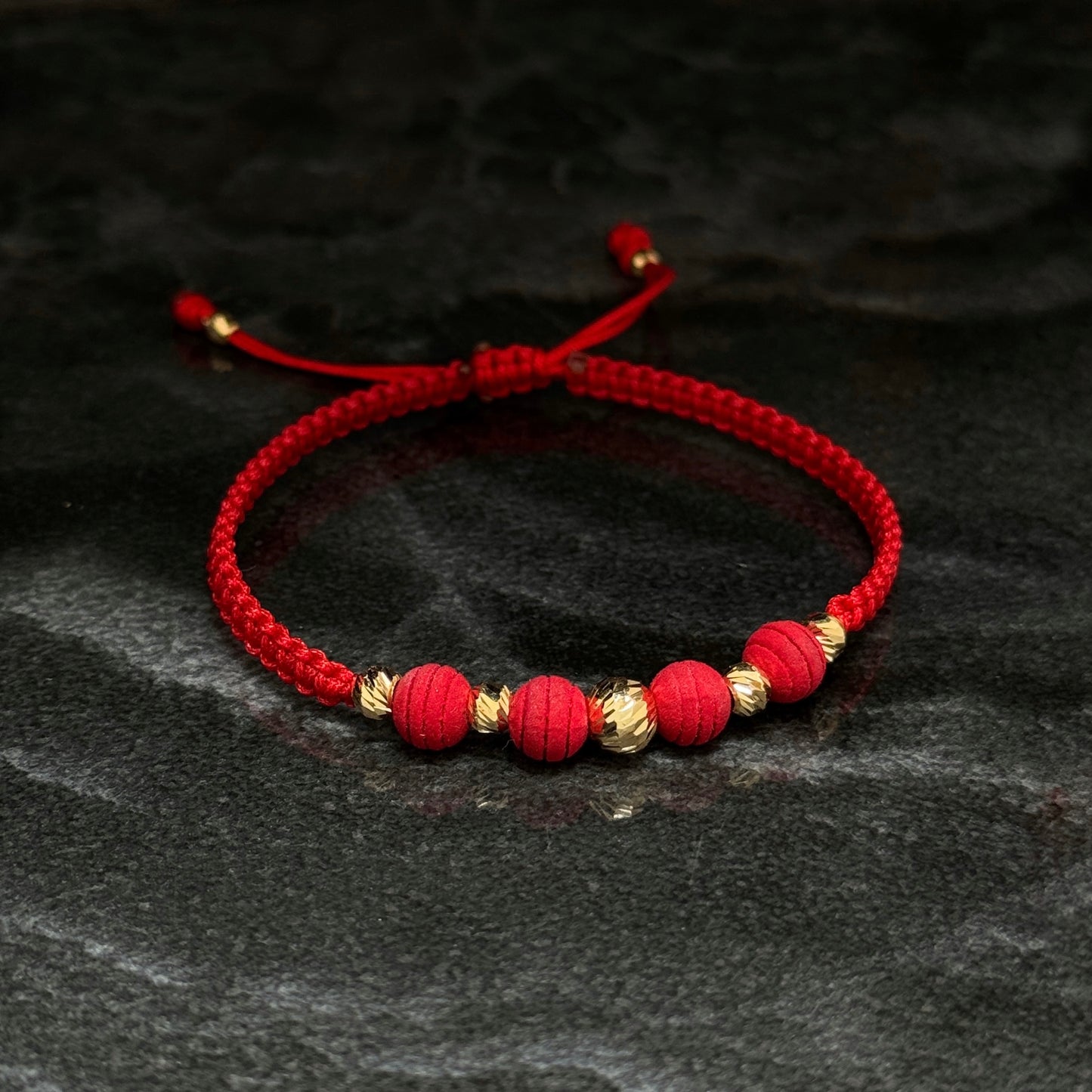 Pulsera Tejida / Balines Oro 18K