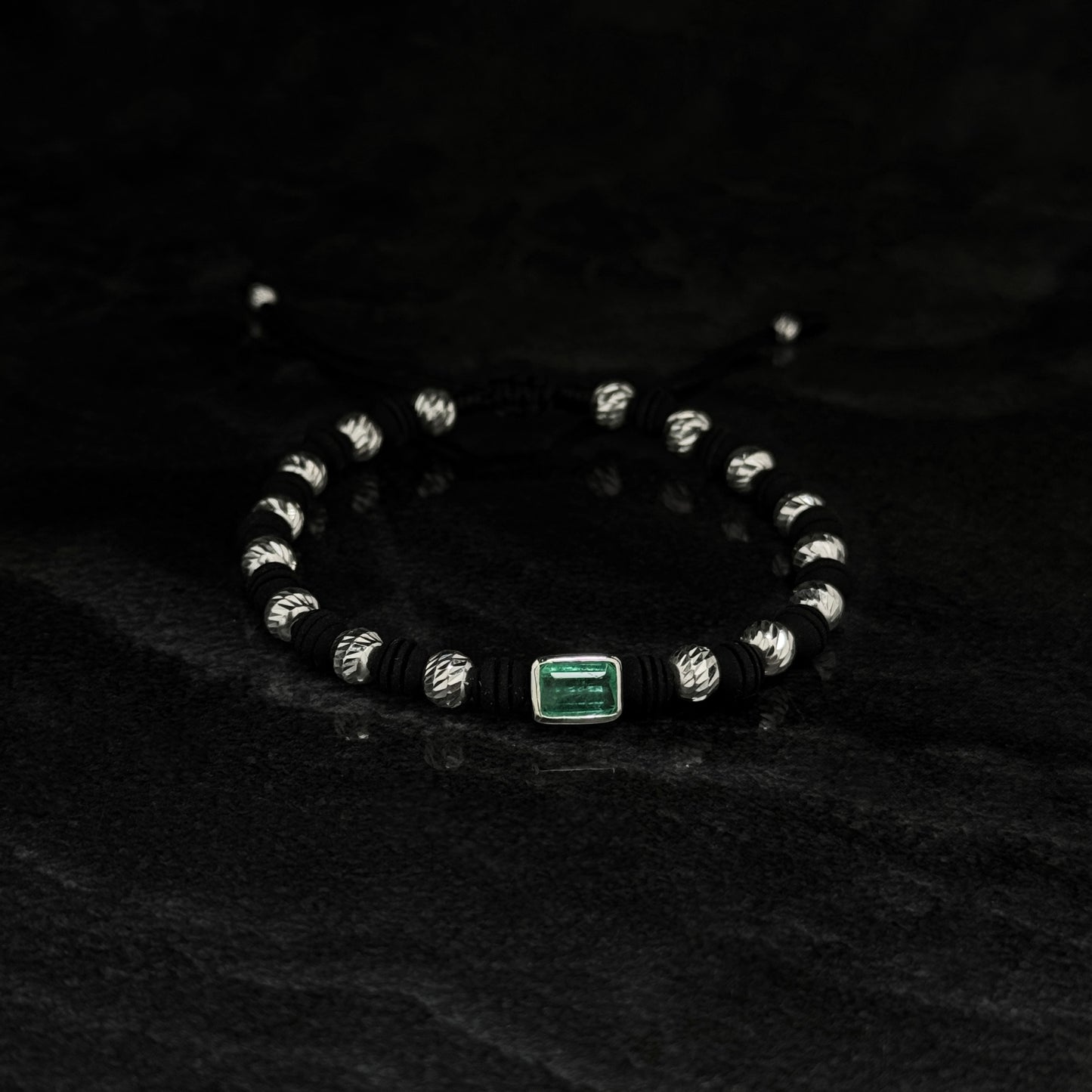 Pulsera Tejida Exclusiva / Esmeralda Colombiana / Plata 925