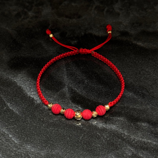 Woven Bracelet / 18K Gold Balls