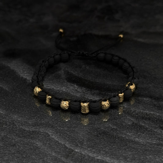 Exclusive Woven Bracelet / Cylinders & 18K Gold Balls