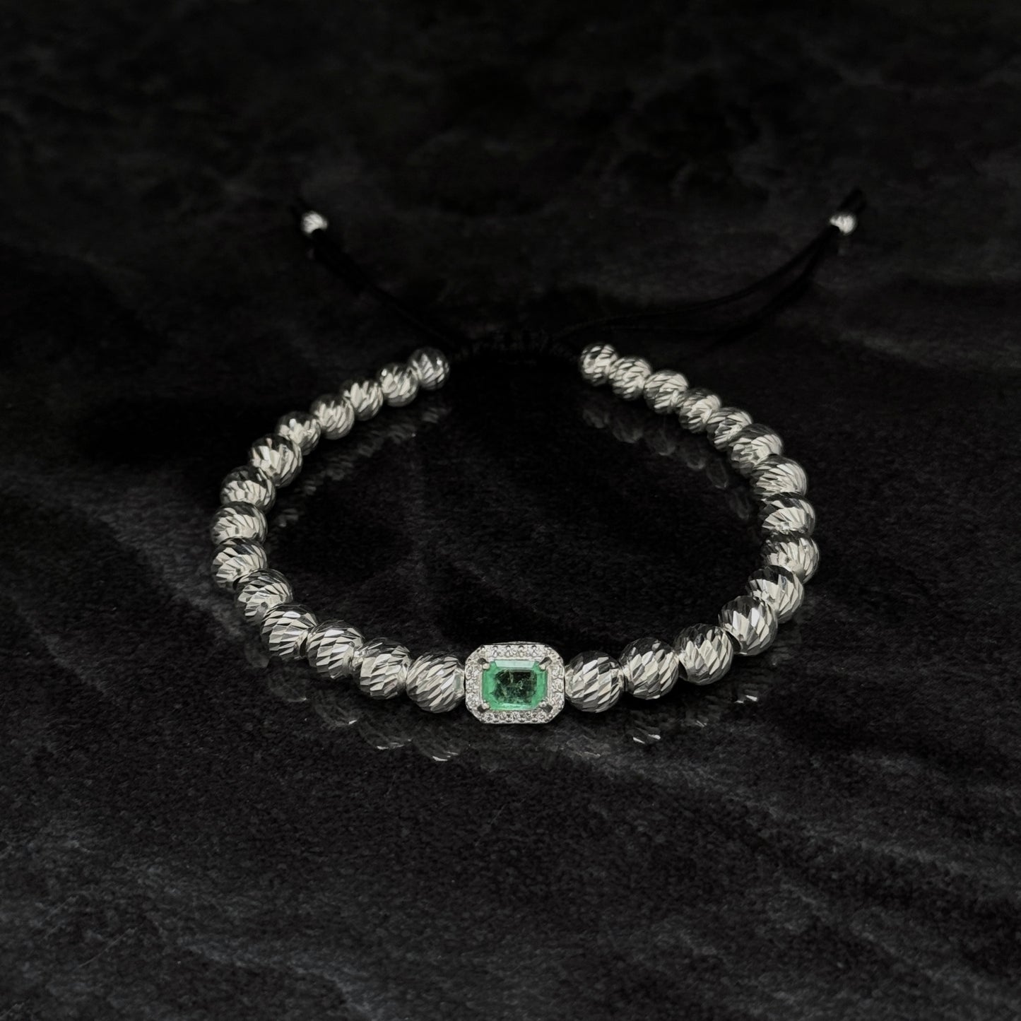 Pulsera Tejida / Esmeralda Colombiana / Plata 925