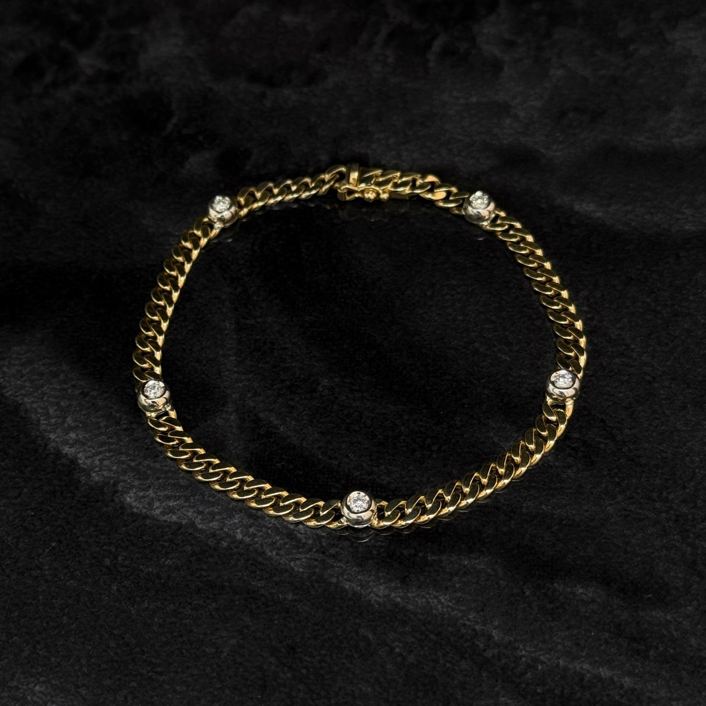 Pulsera Cubana Alta Joyería / Diamantes Naturales / Oro 18K