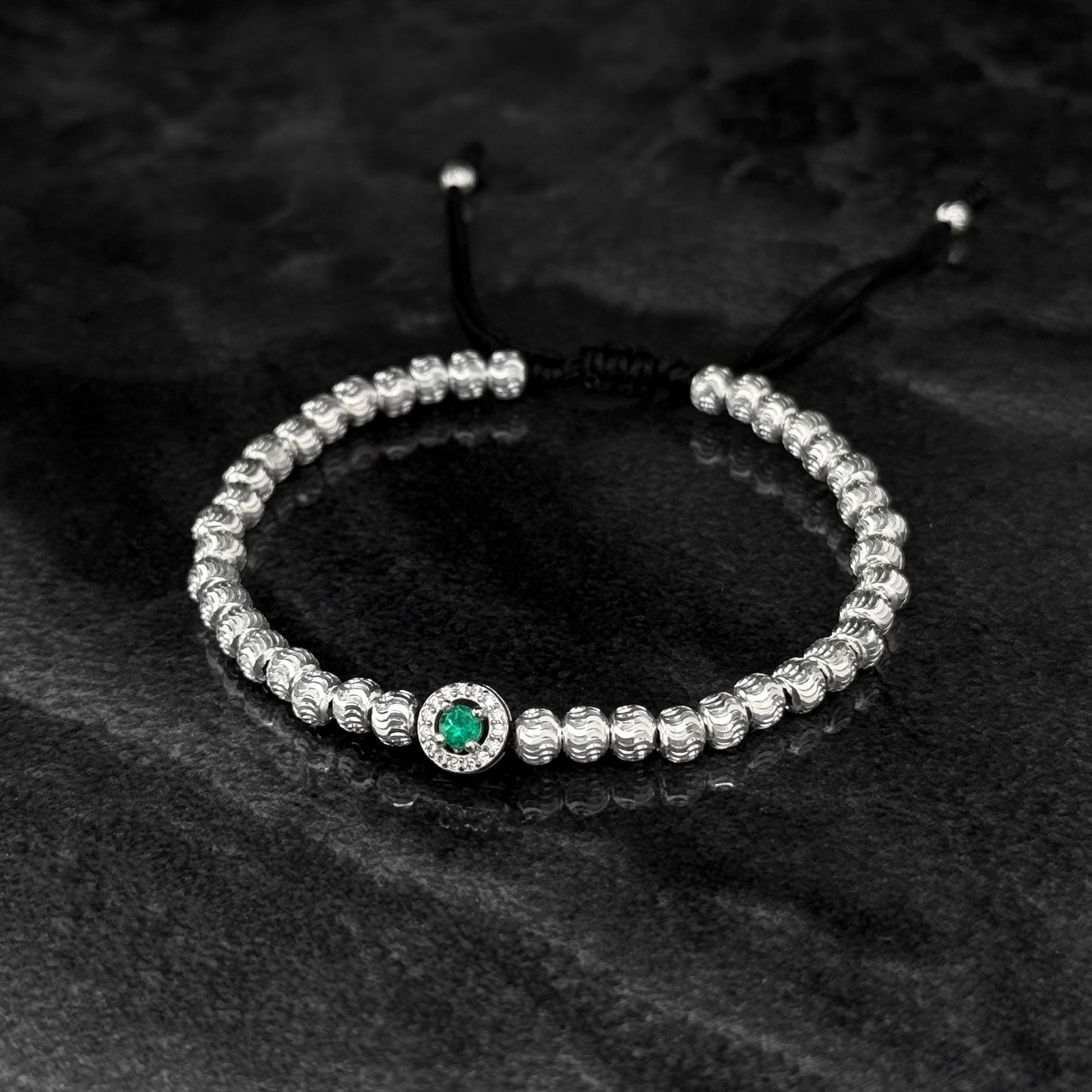 Pulsera Tejida / Esmeralda Colombiana / Plata 925