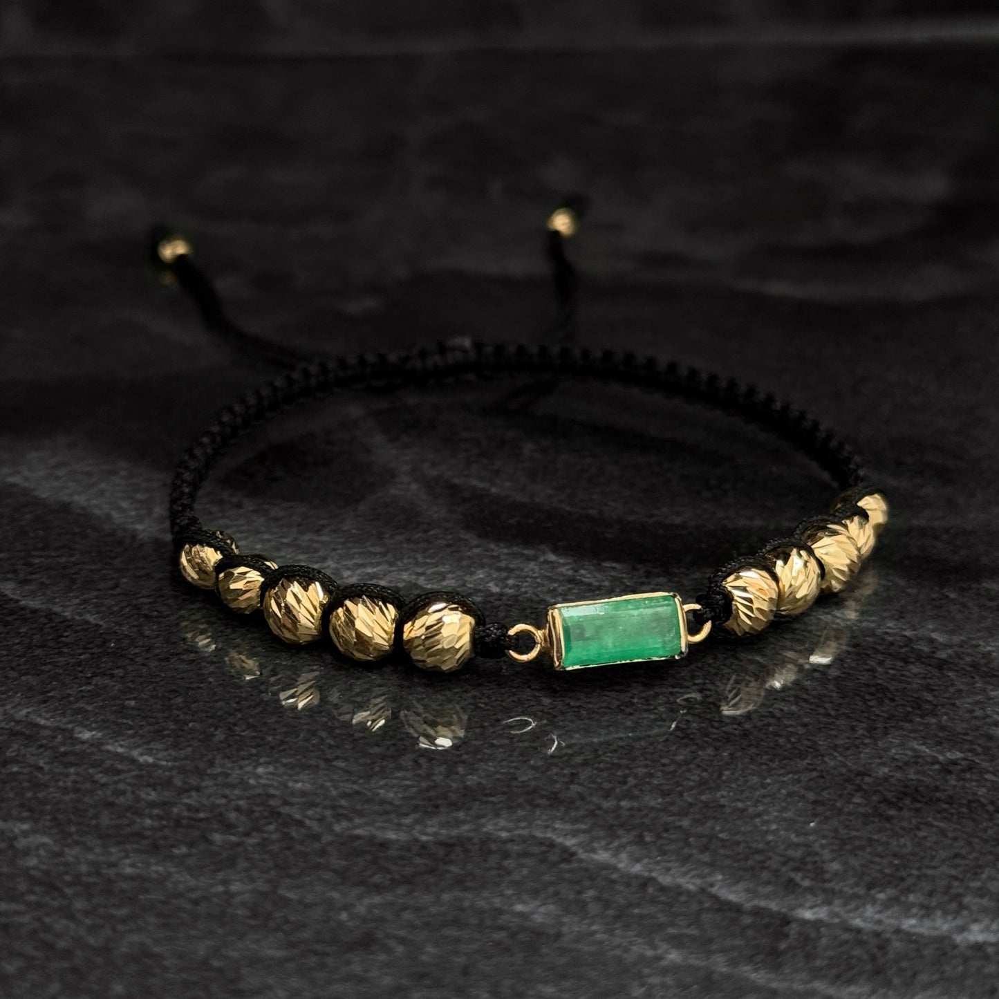 Pulsera Tejida Exclusiva / Esmeralda / Oro 18K