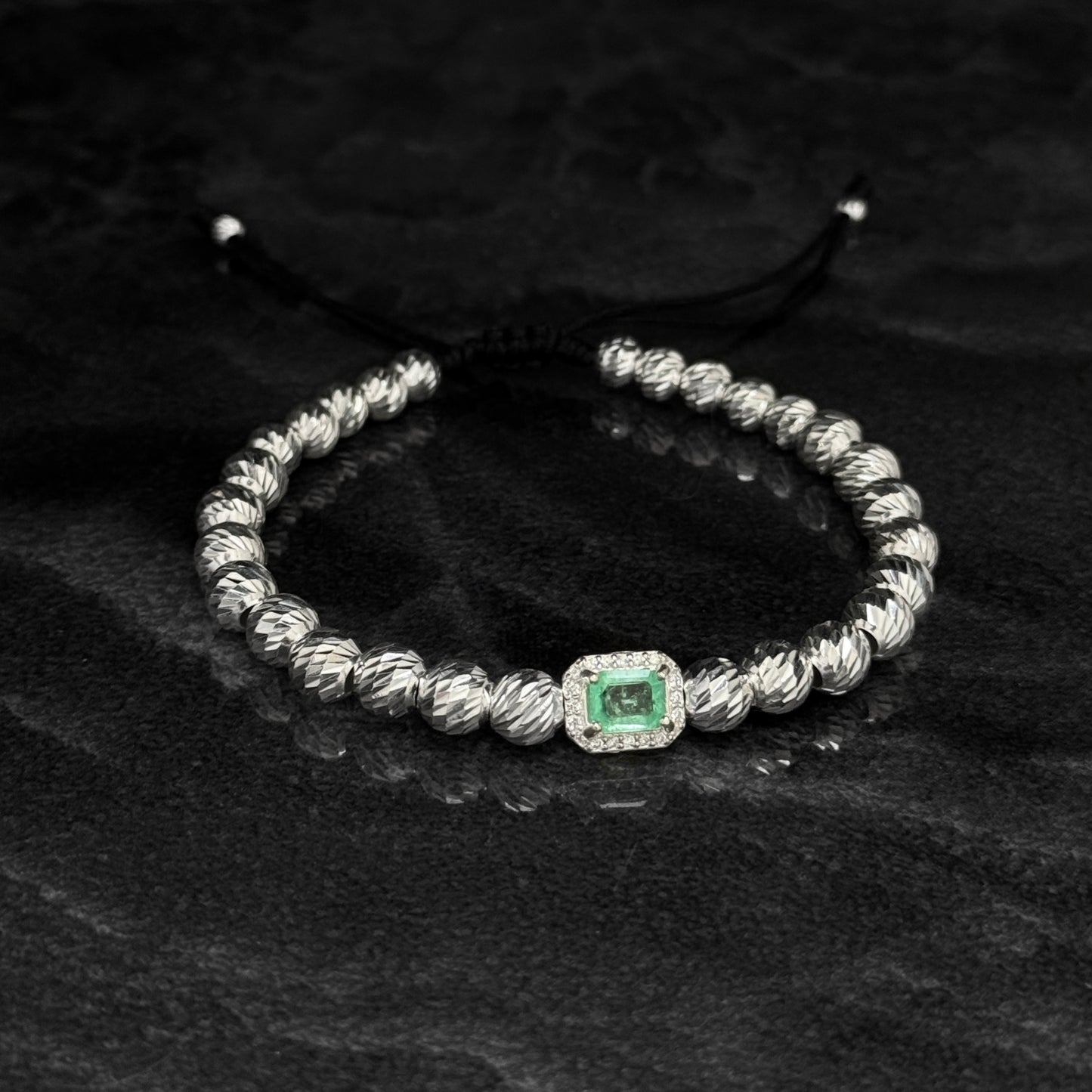 Pulsera Tejida / Esmeralda Colombiana / Plata 925