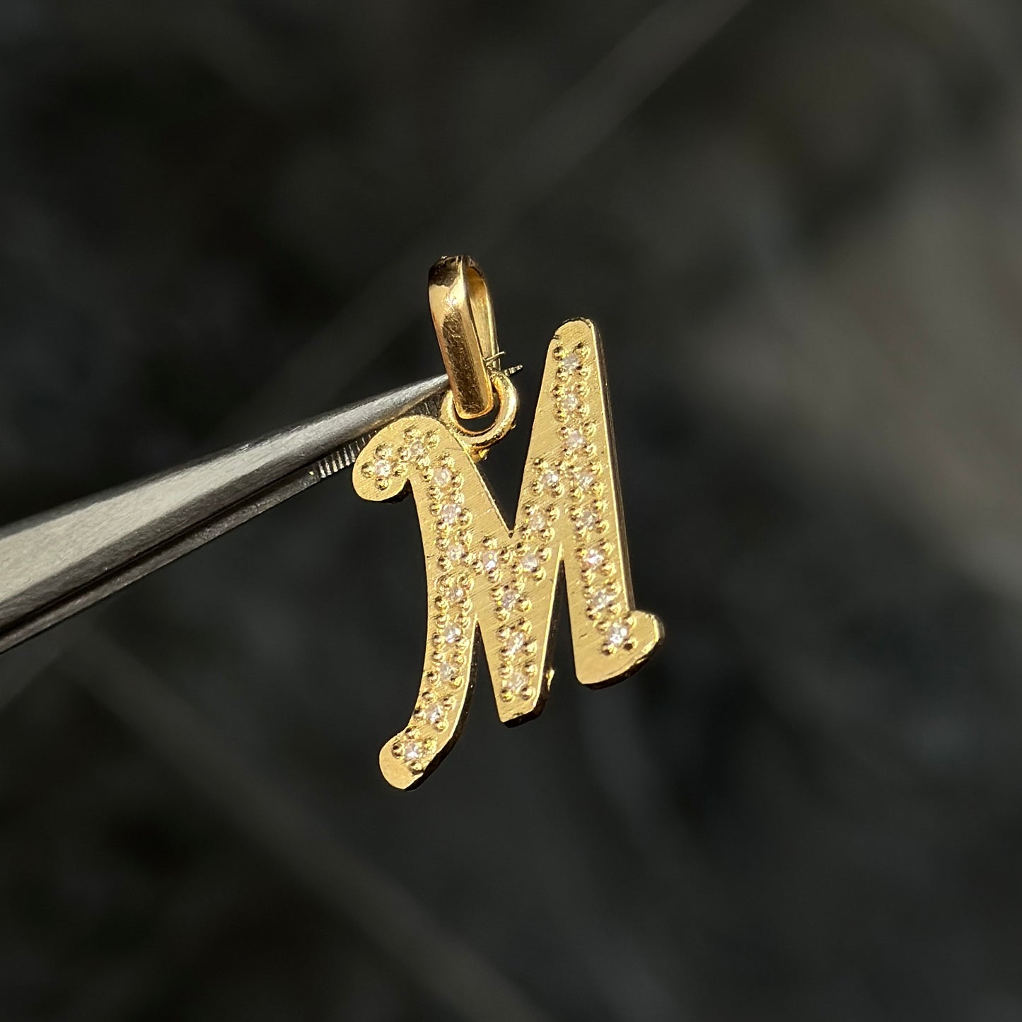 Initial “M” Pendant / Diamonds / 18K Gold