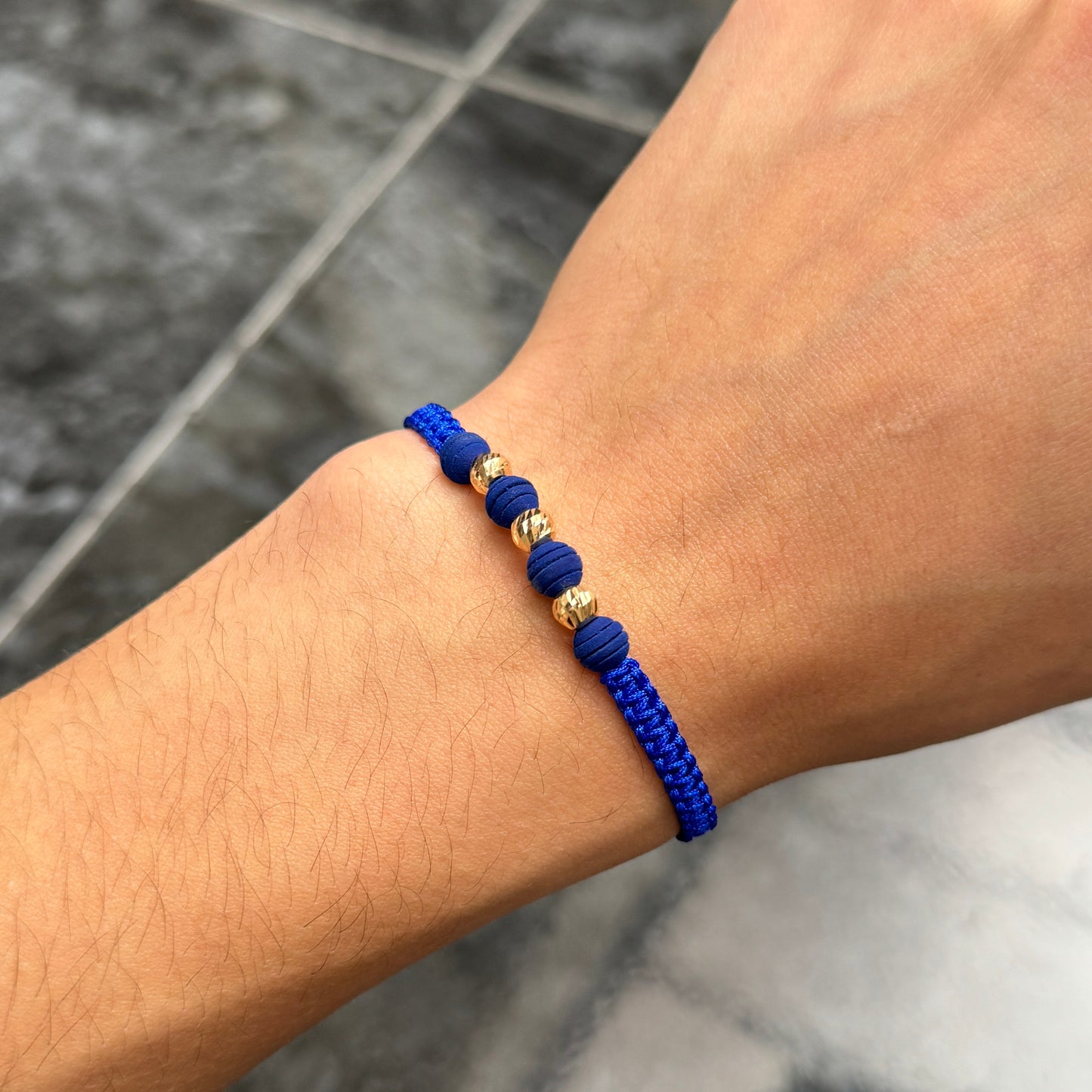 Woven Bracelet / 18K Gold Balls