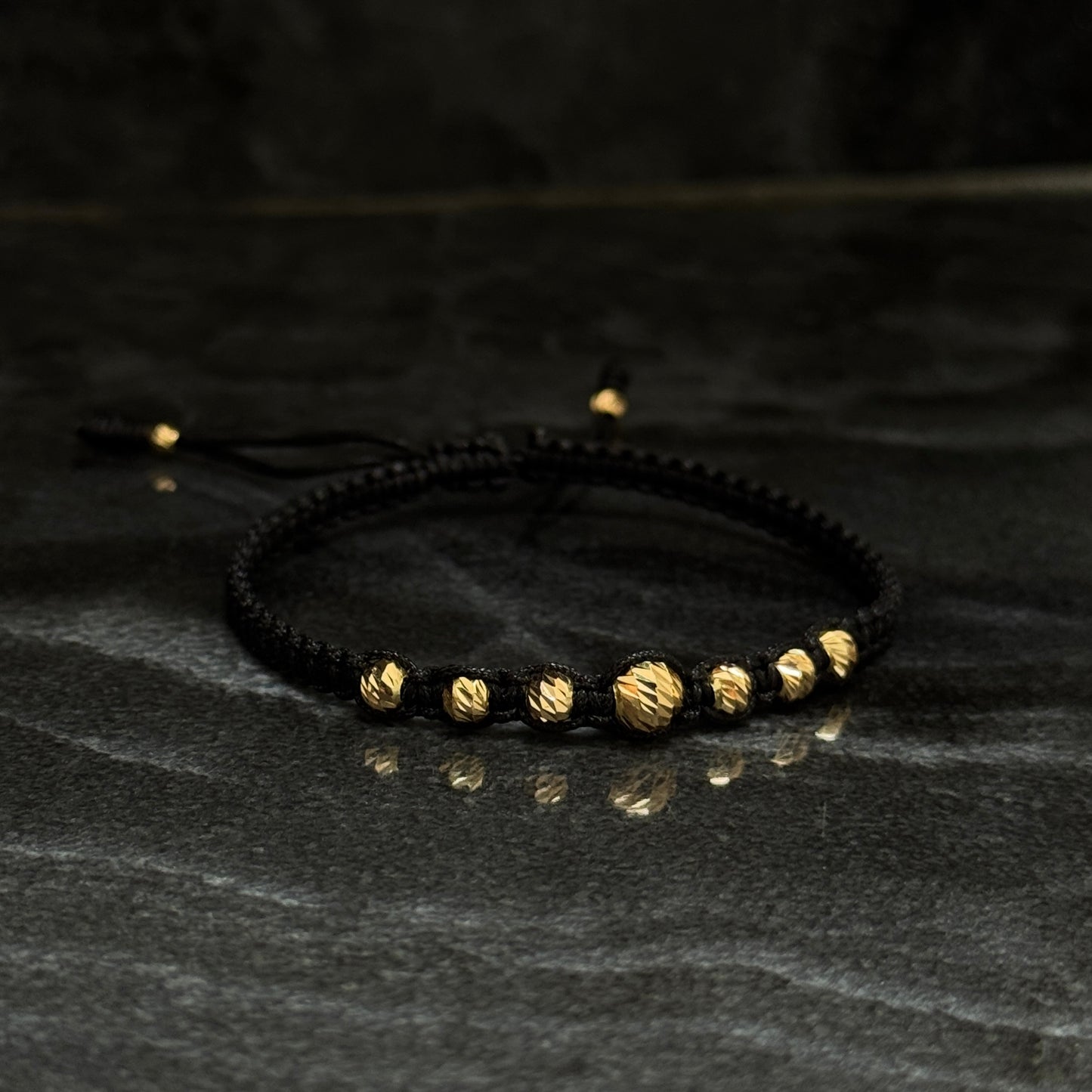 Woven Bracelet / 18K Gold Balls