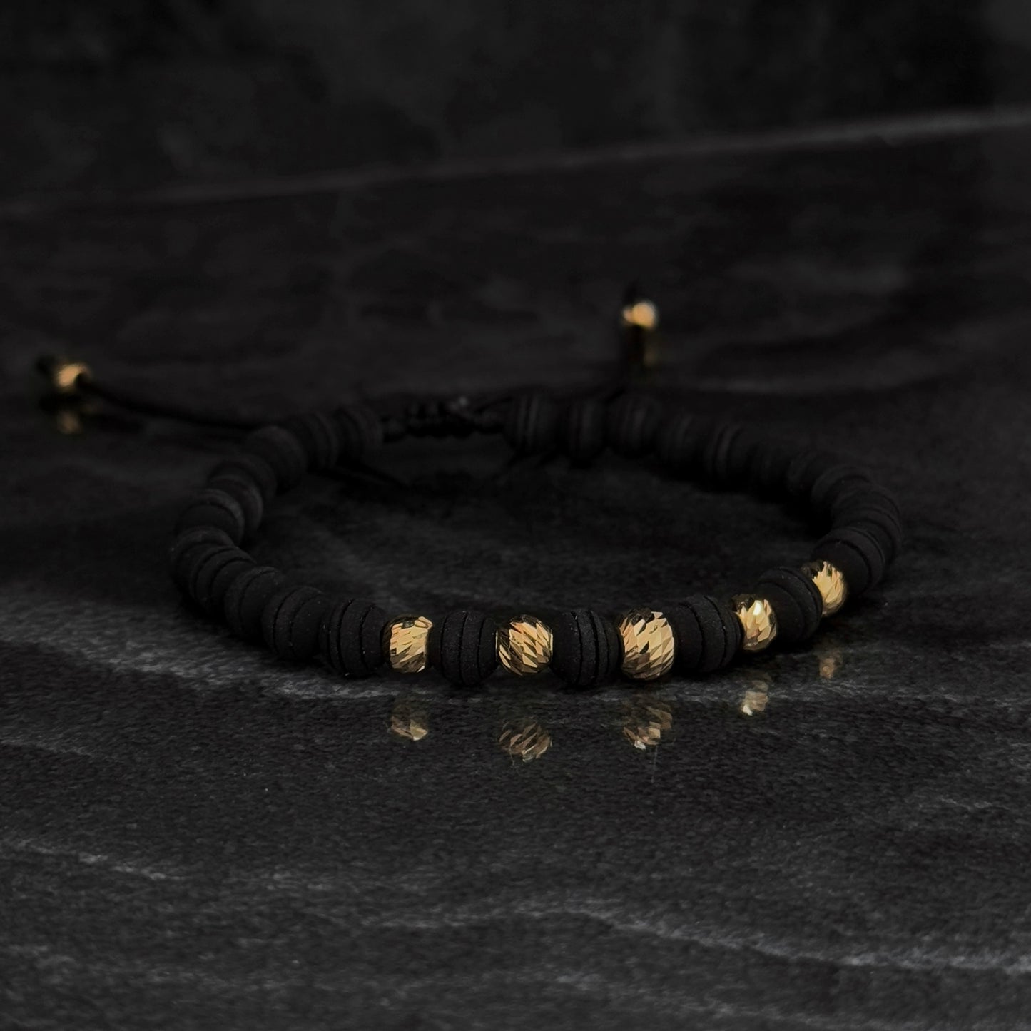 Woven Bracelet / 18K Gold Balls