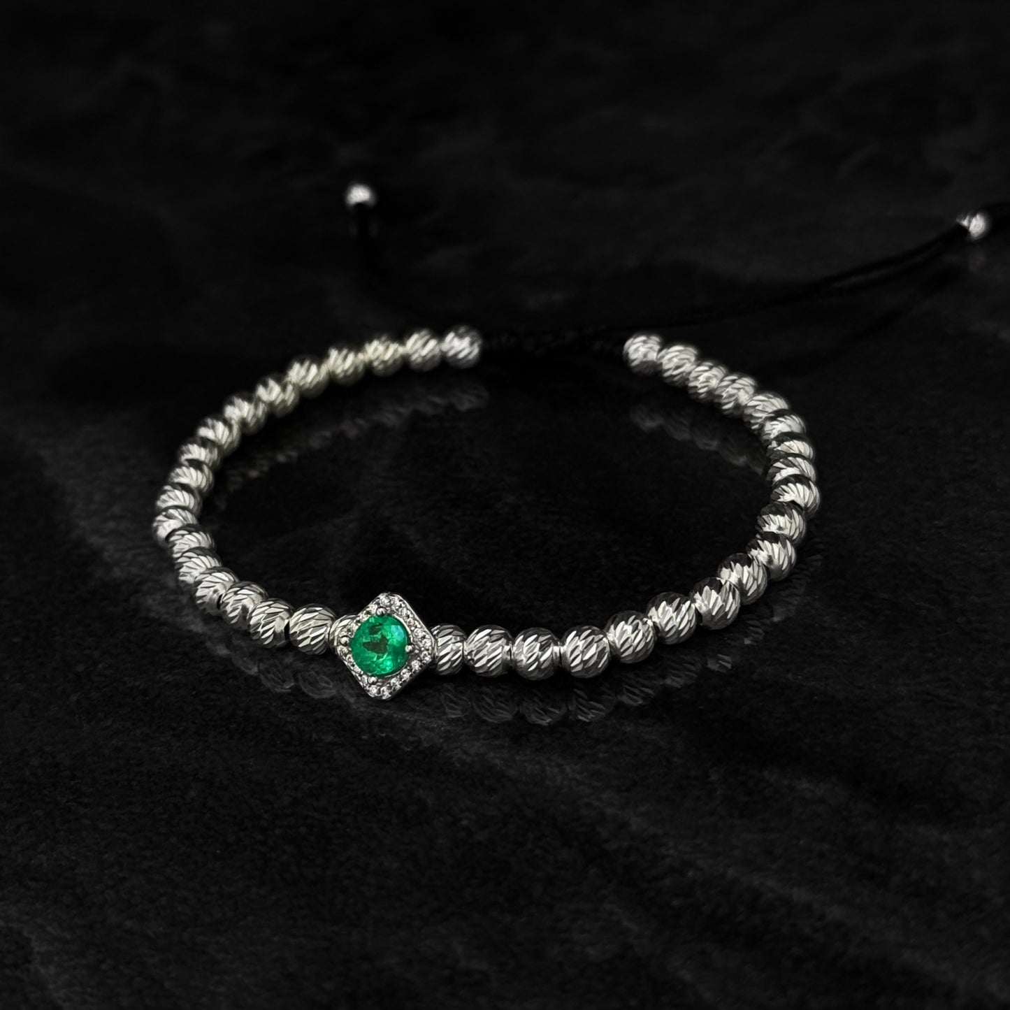 Pulsera Tejida de Lujo / Esmeralda Colombiana / Plata 925