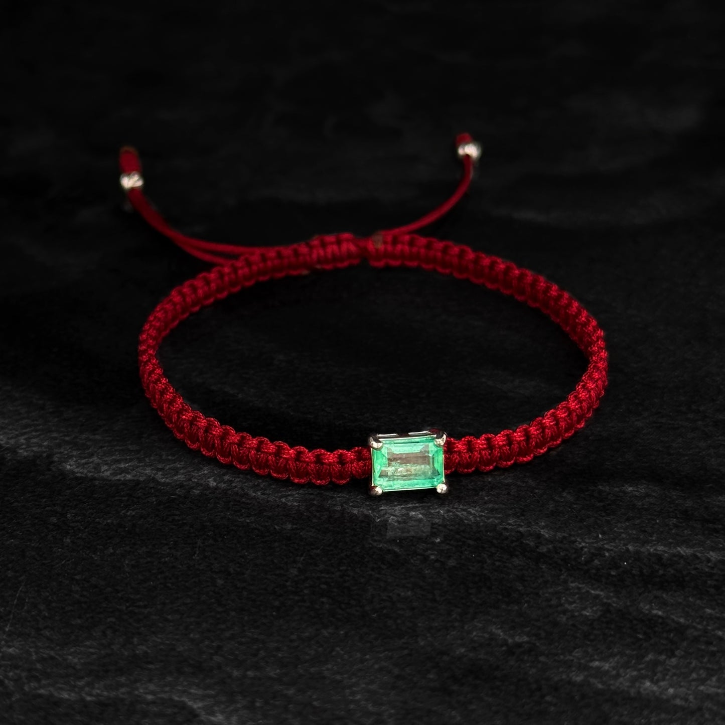 Pulsera Tejida de Lujo / Esmeralda Colombiana / Plata 925