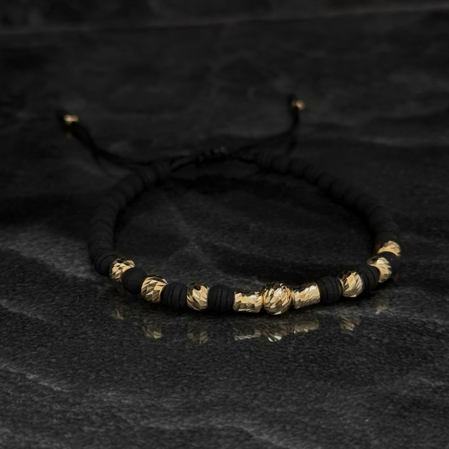 Pulsera Tejida Exclusiva / Cilindros & Balines Oro 18K