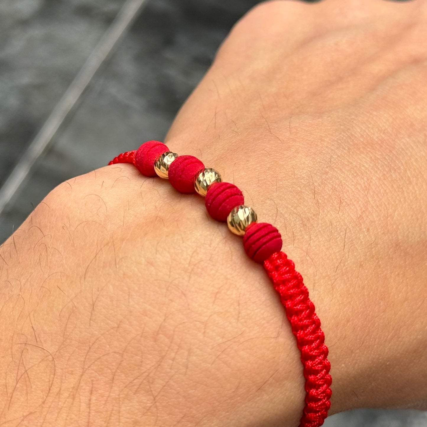 Woven Bracelet / 18K Gold Balls