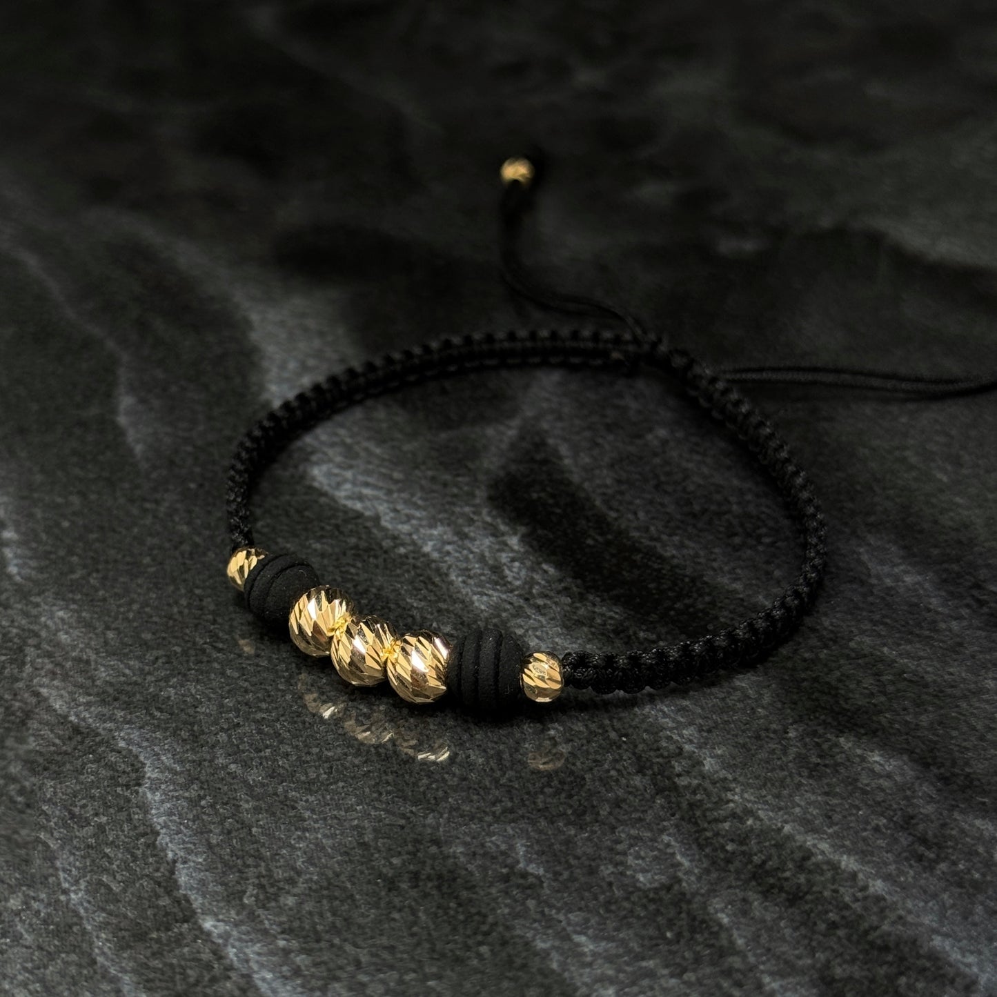 Woven Bracelet / 18K Gold Balls