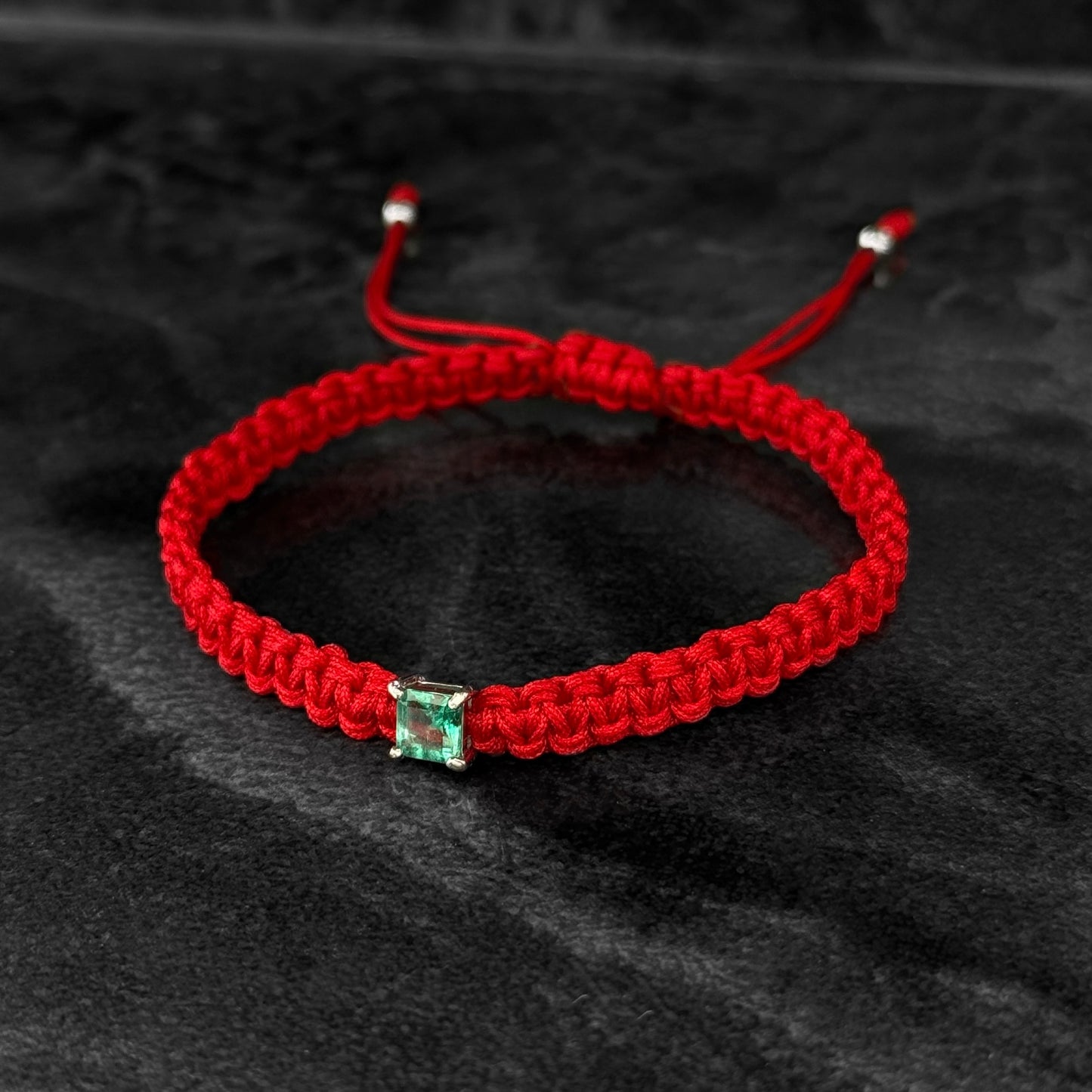 Pulsera Tejida / Esmeralda Colombiana / Plata 925