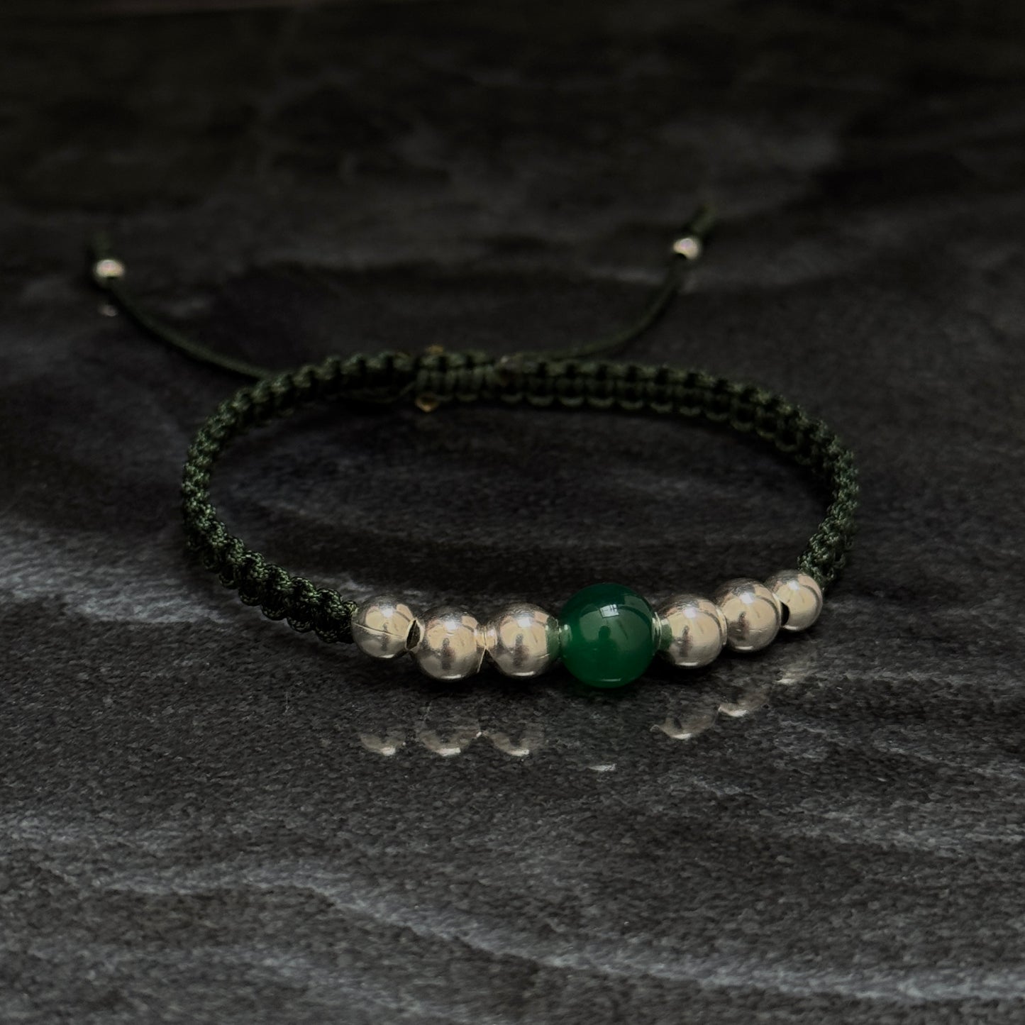 Woven Bracelet / Natural Stone / 925 Silver