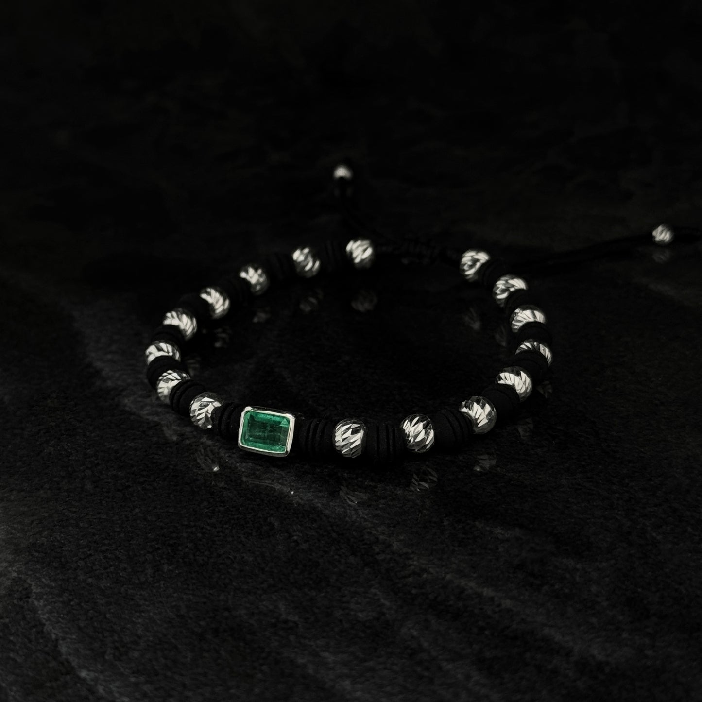 Pulsera Tejida Exclusiva / Esmeralda Colombiana / Plata 925