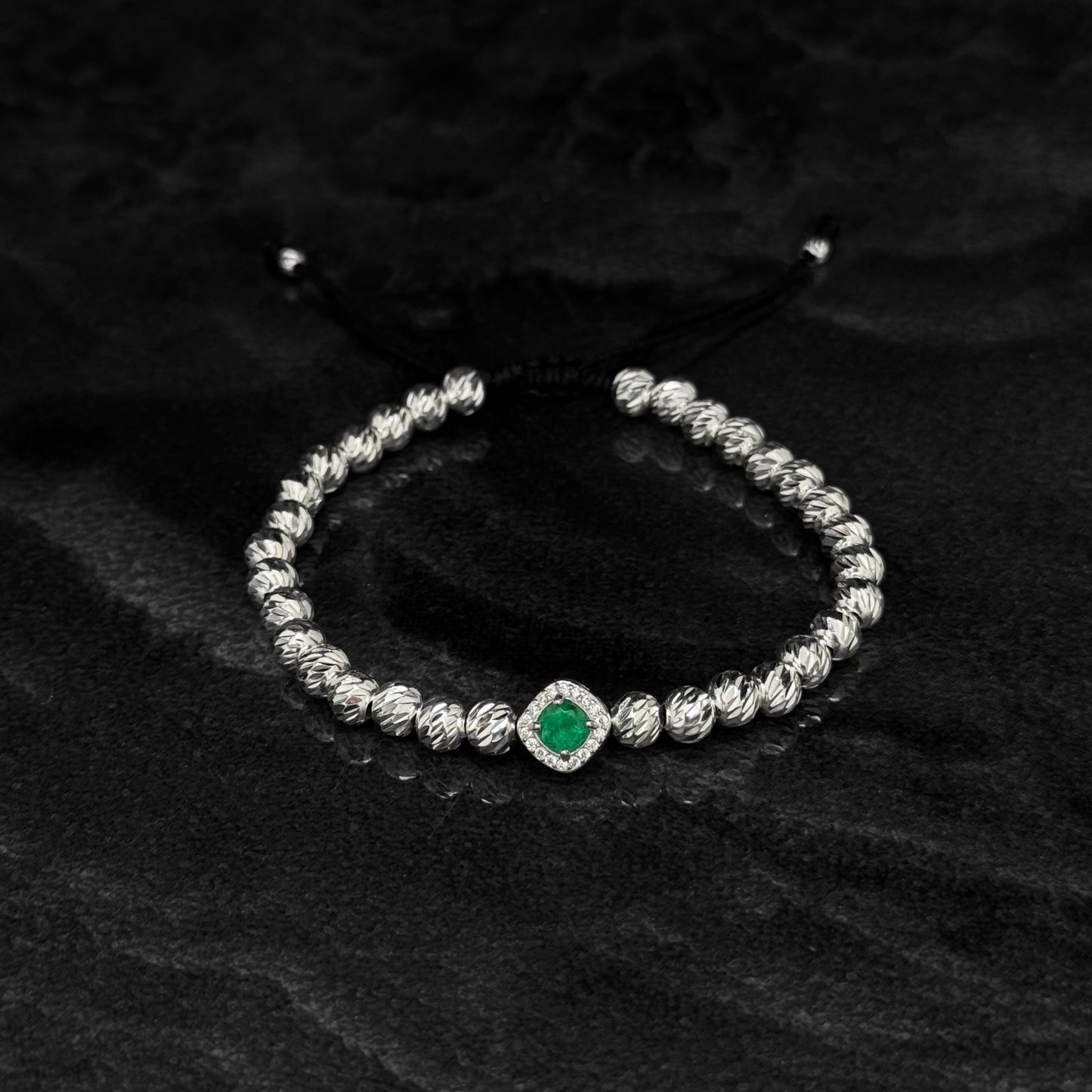 Pulsera Tejida / Esmeralda Colombiana / Plata 925