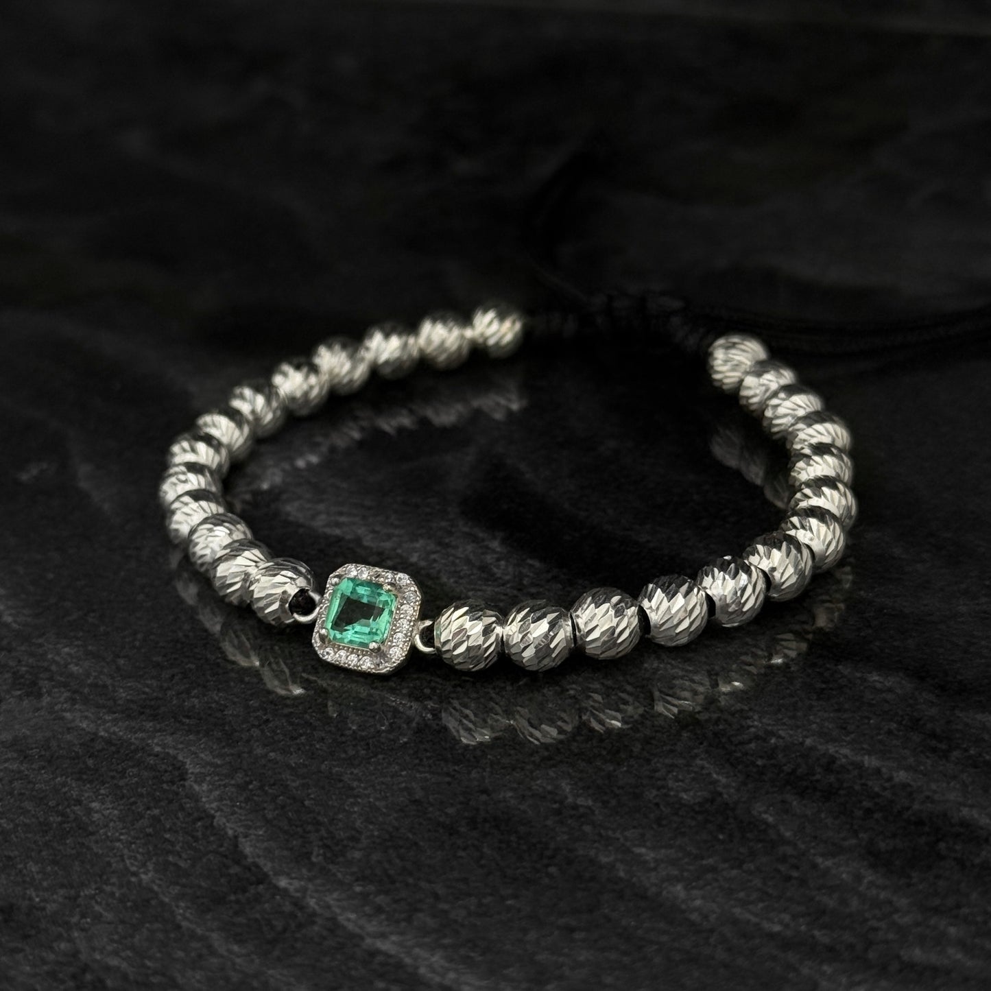 Pulsera Tejida / Esmeralda Colombiana / Plata 925