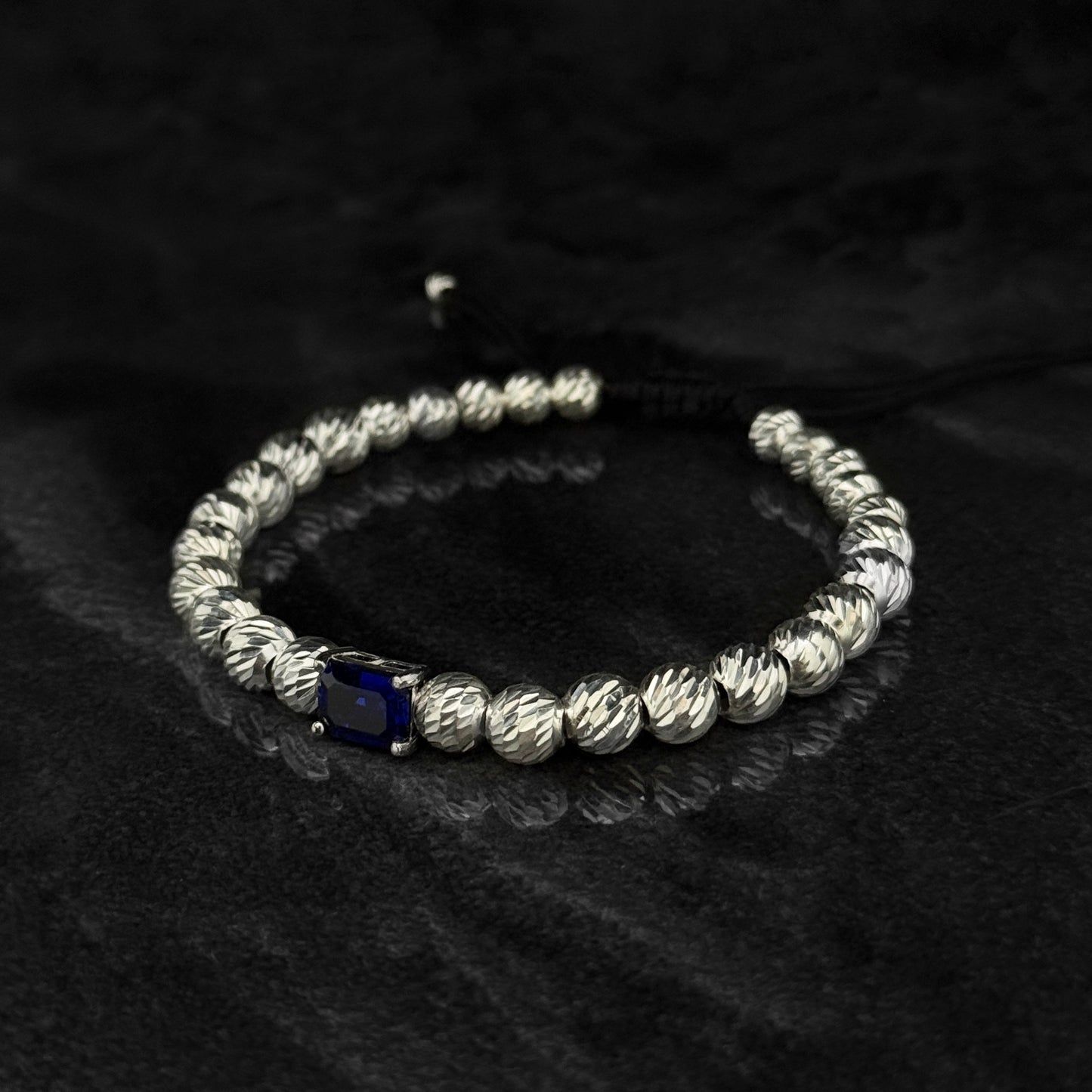 Pulsera Tejida de Lujo / Zafiro de Laboratorio / Plata 925