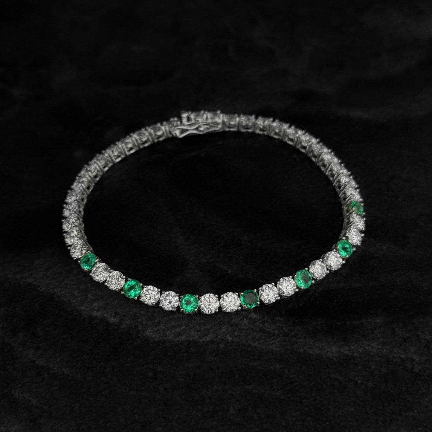 Pulsera Tenis Exclusiva / Esmeraldas Colombianas / Moissanitas Lab 4mm / Plata 925