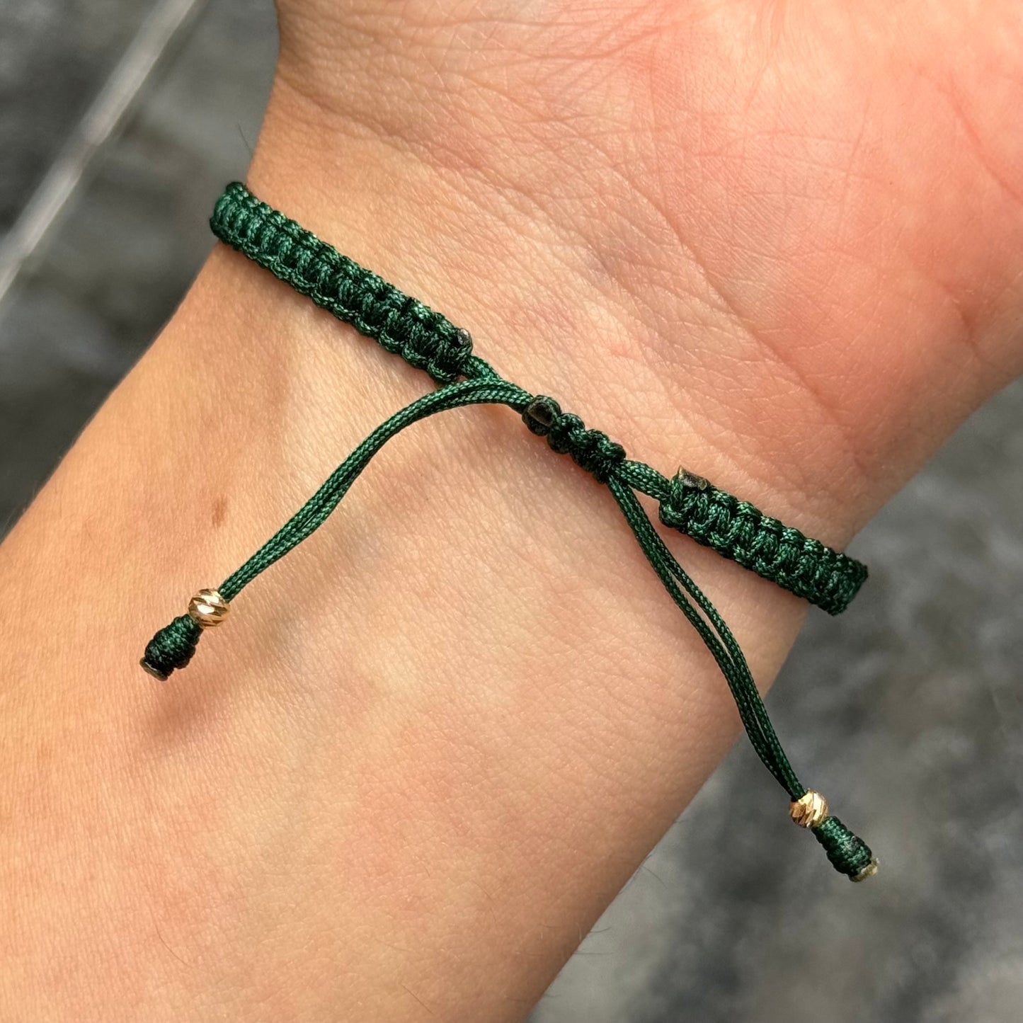 Woven Bracelet / 18K Gold Balls / Natural Stone