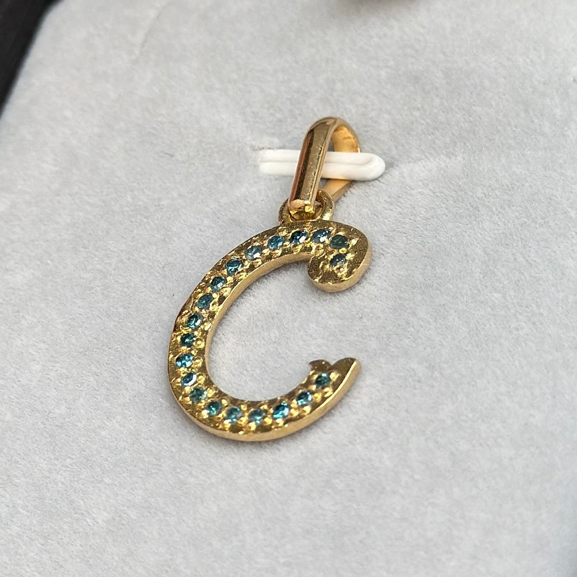 Initial “C” Pendant / Blue Diamonds / 18K Gold