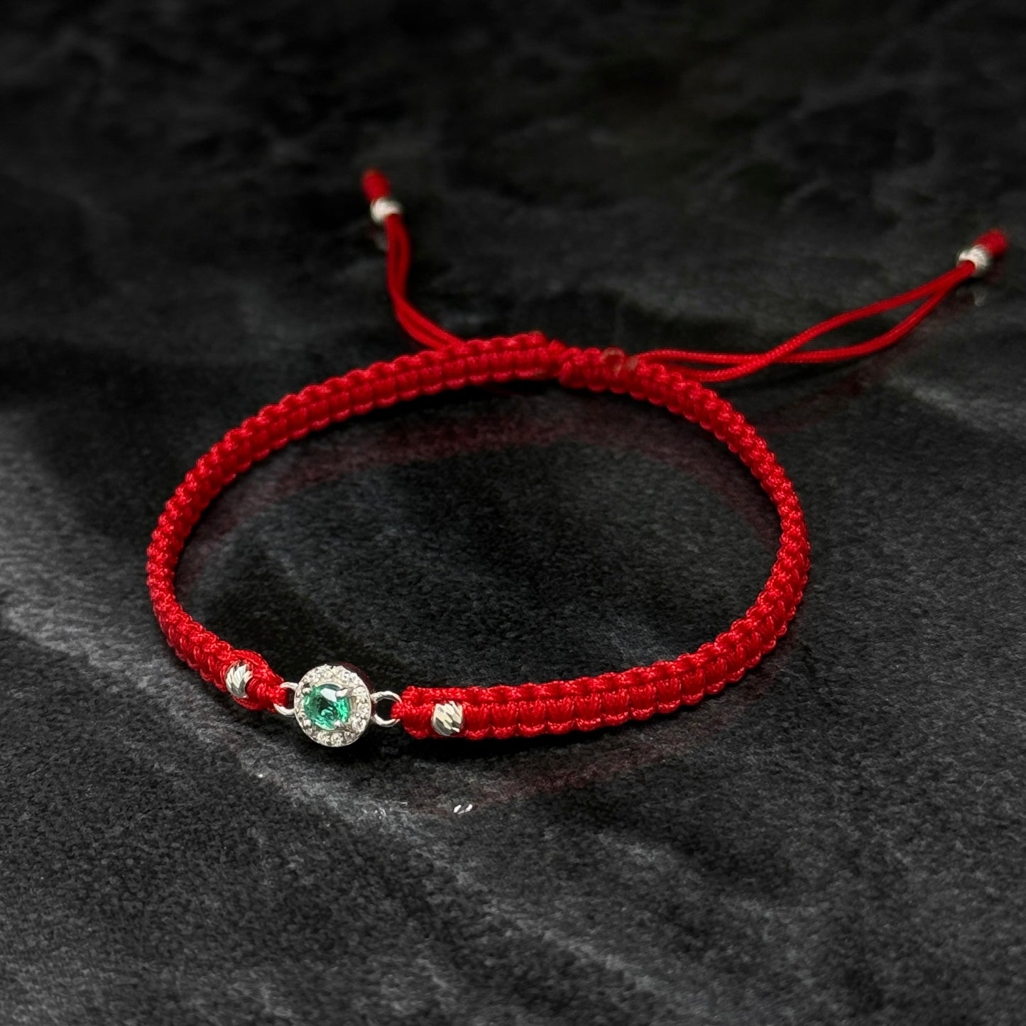 Pulsera Tejida / Esmeralda Colombiana / Plata 925