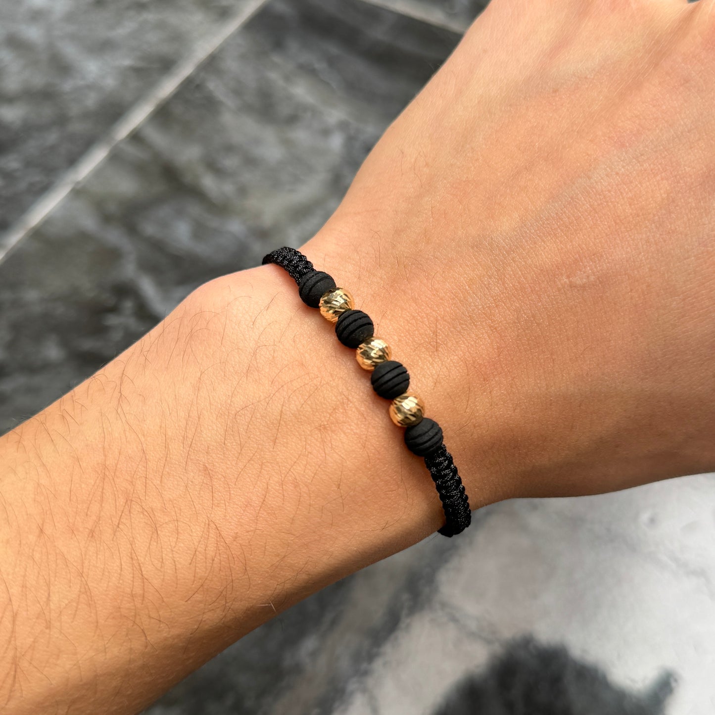 Woven Bracelet / 18K Gold Balls