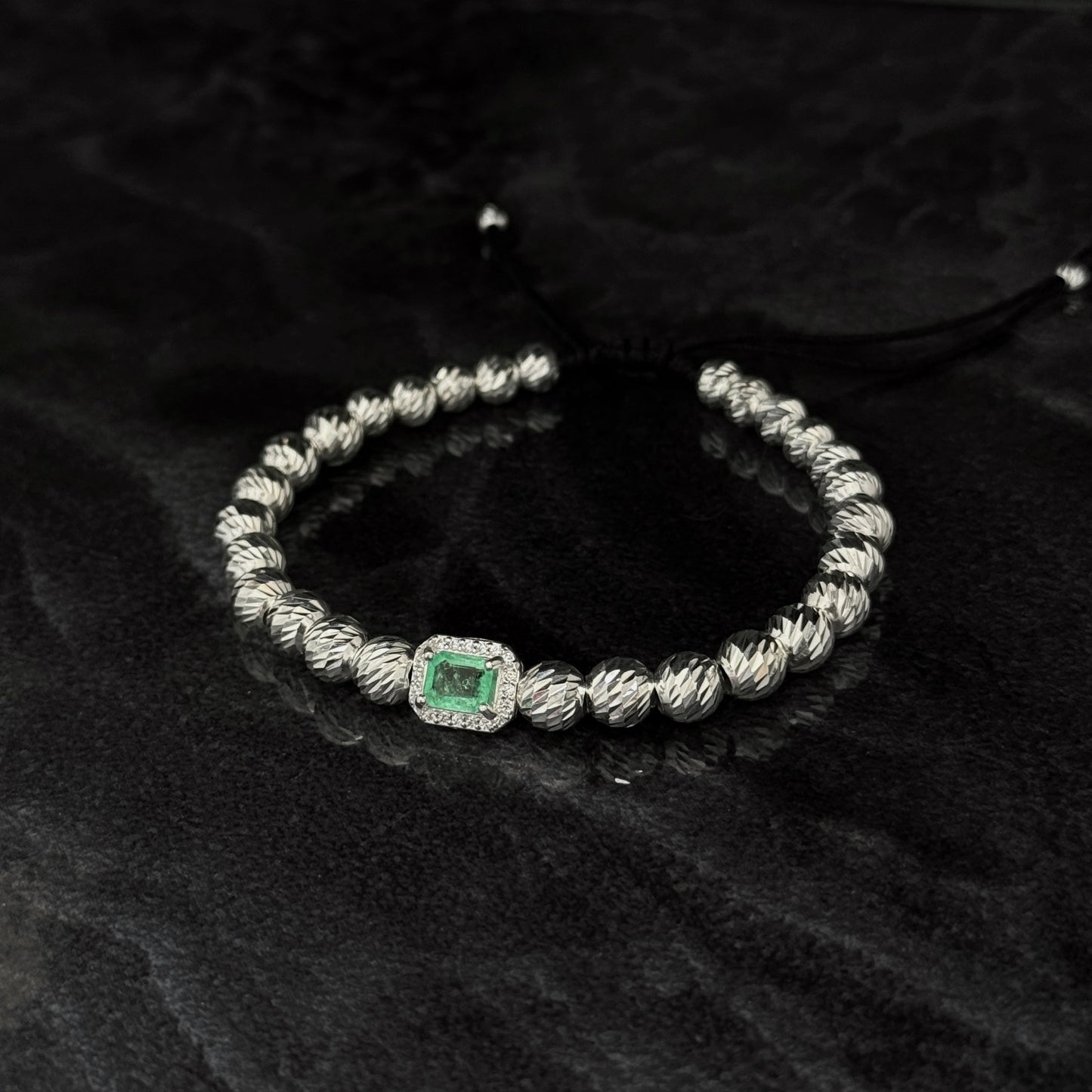 Pulsera Tejida / Esmeralda Colombiana / Plata 925