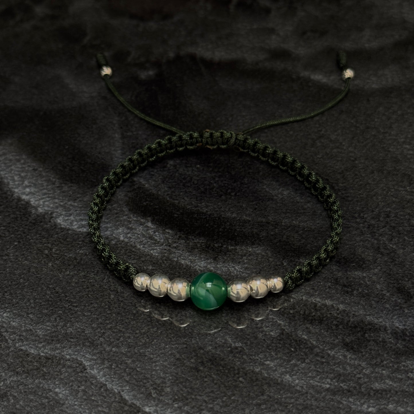 Woven Bracelet / Natural Stone / 925 Silver